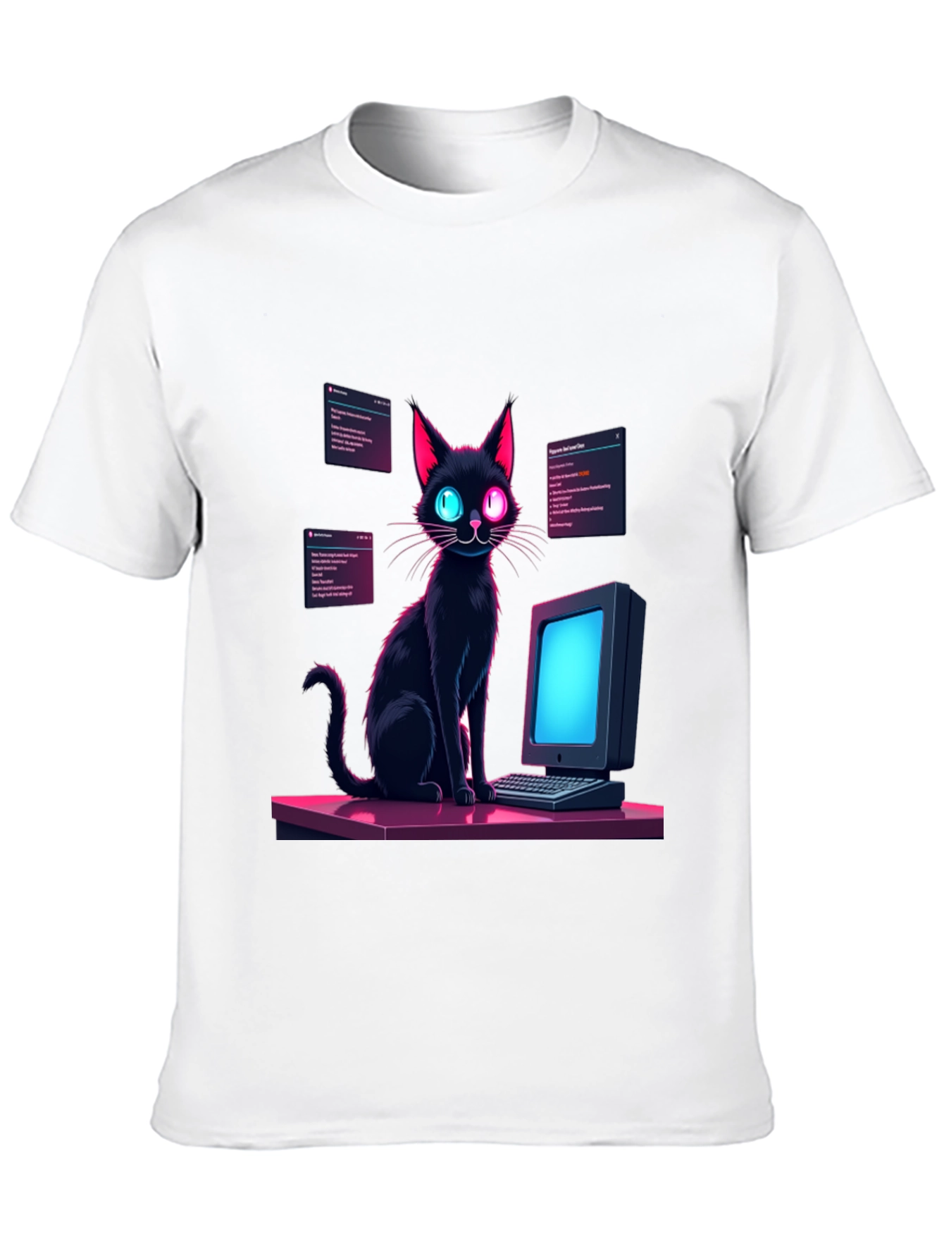 Cyber Cat T-Shirt - Coding Black Cat Tee