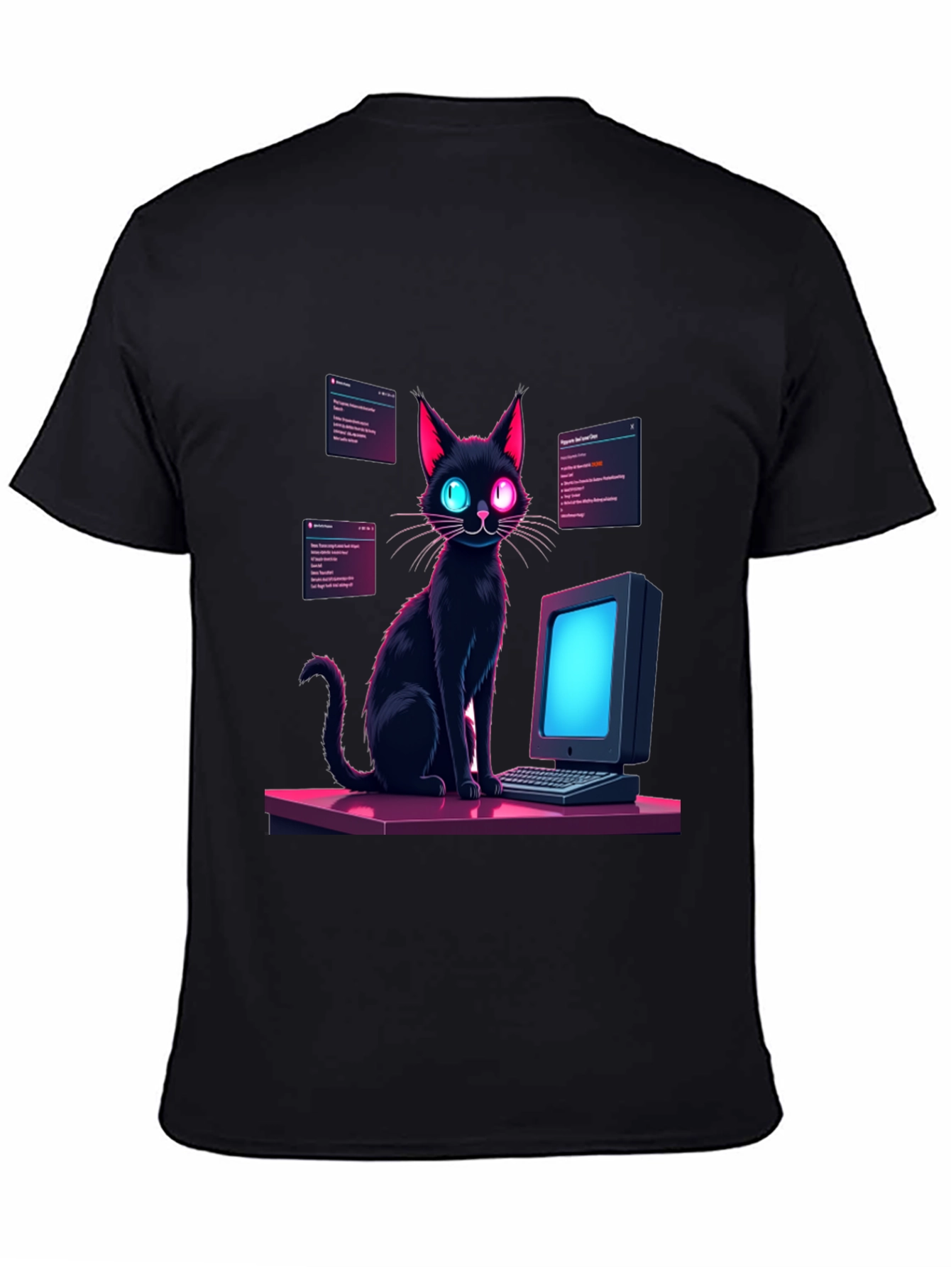 Cyber Cat T-Shirt - Coding Black Cat Tee