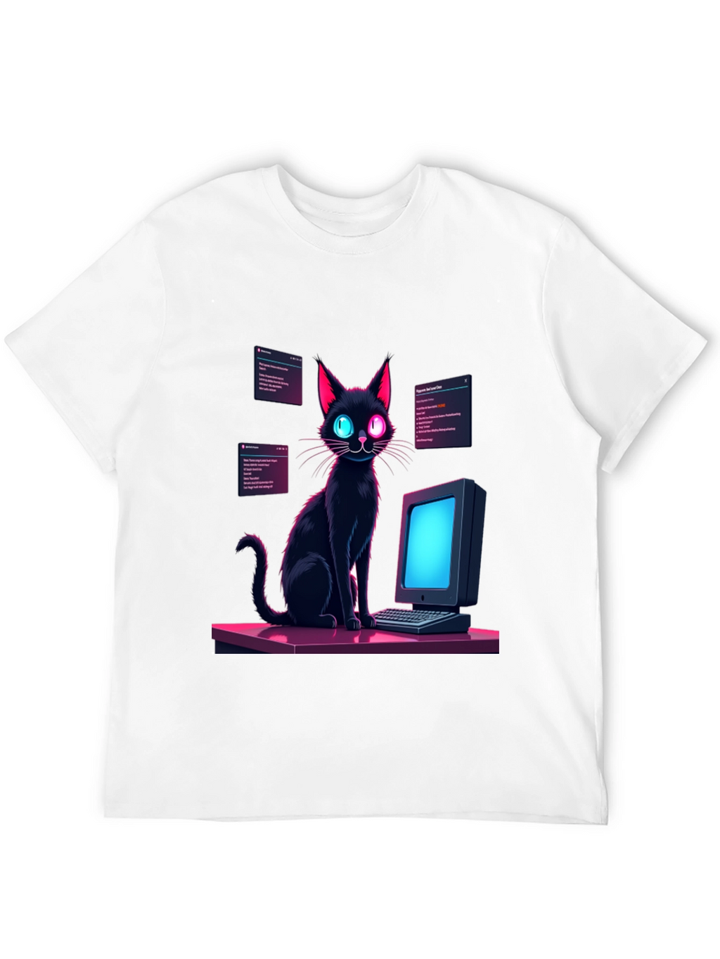 Cyber Cat T-Shirt - Coding Black Cat Tee