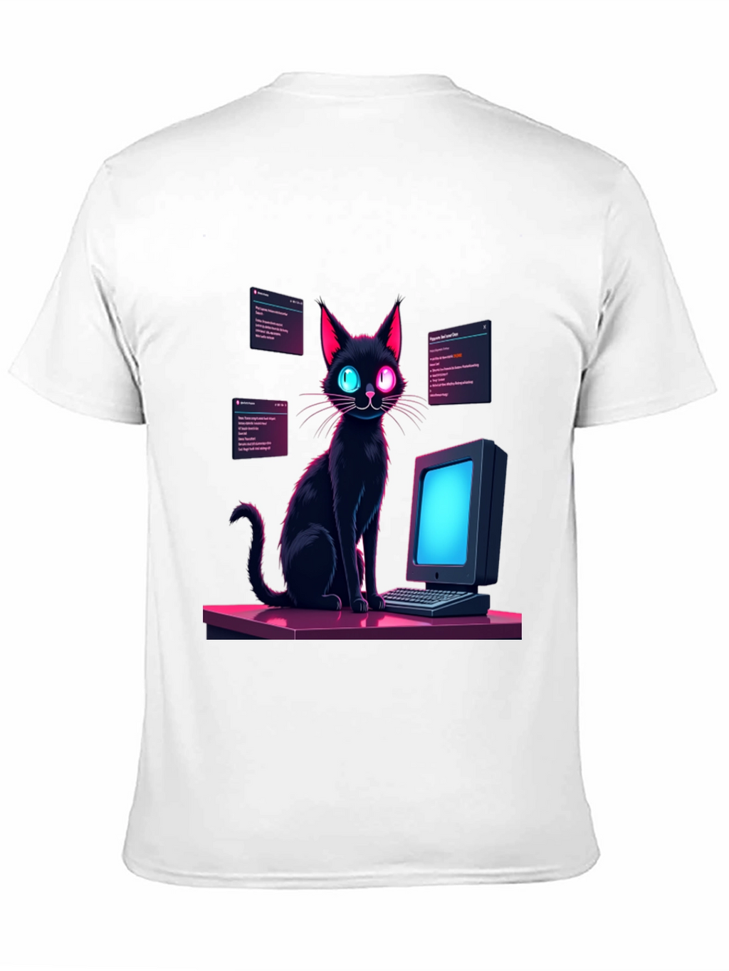 Cyber Cat T-Shirt - Coding Black Cat Tee