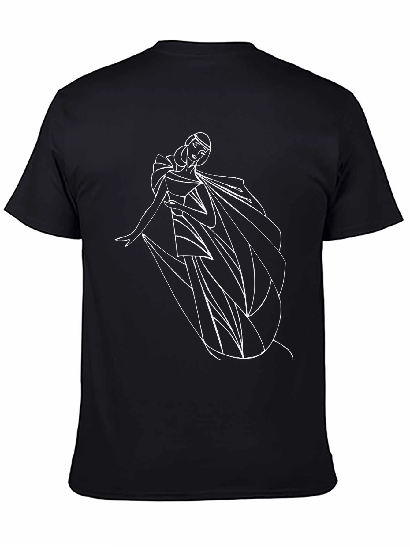 Elegant Woman Line Art Black T-Shirt