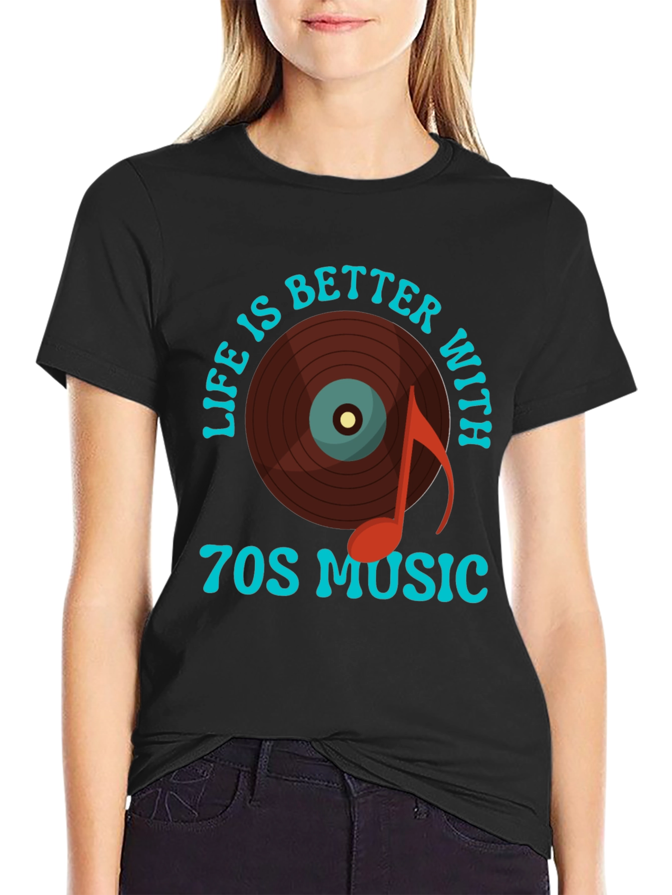 70s Music T-Shirt - Retro Vinyl Record Design