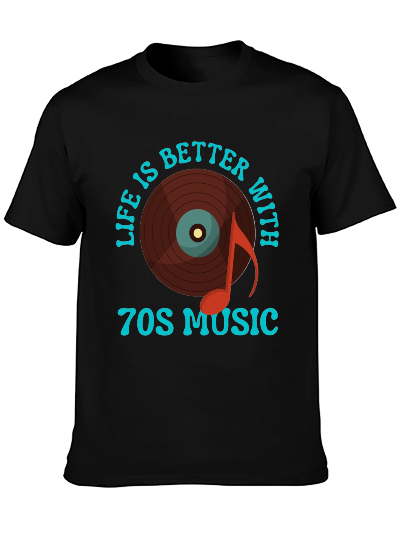 70s Music T-Shirt - Retro Vinyl Record Design
