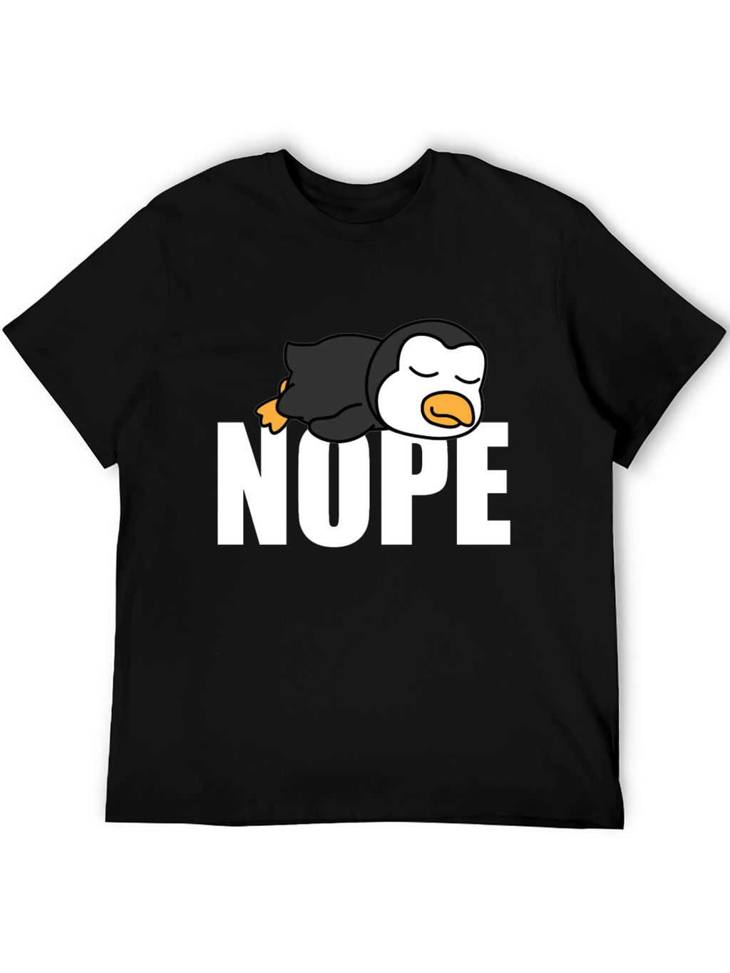 Nope Lazy Penguin Black T-Shirt