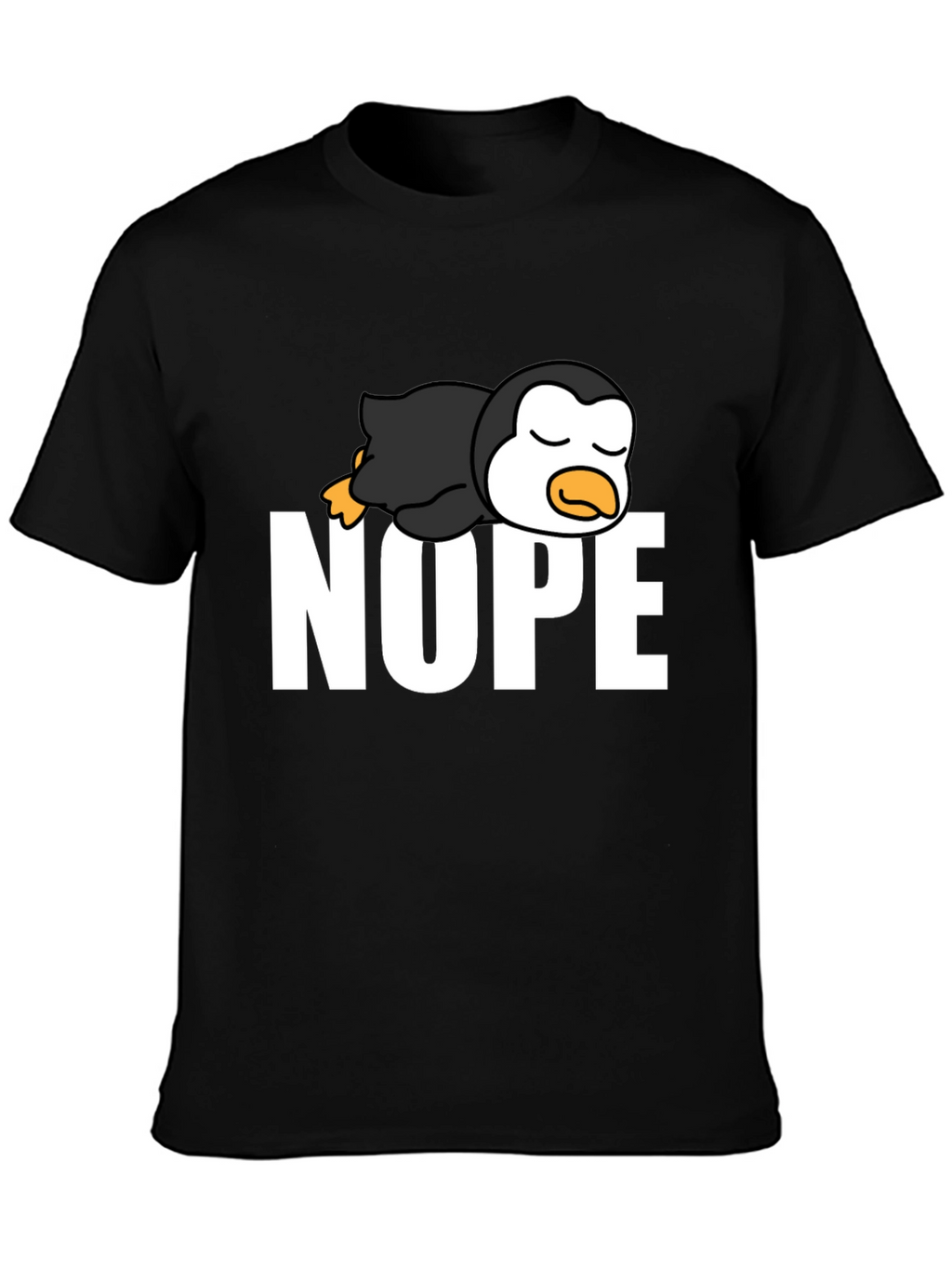 Nope Lazy Penguin Black T-Shirt