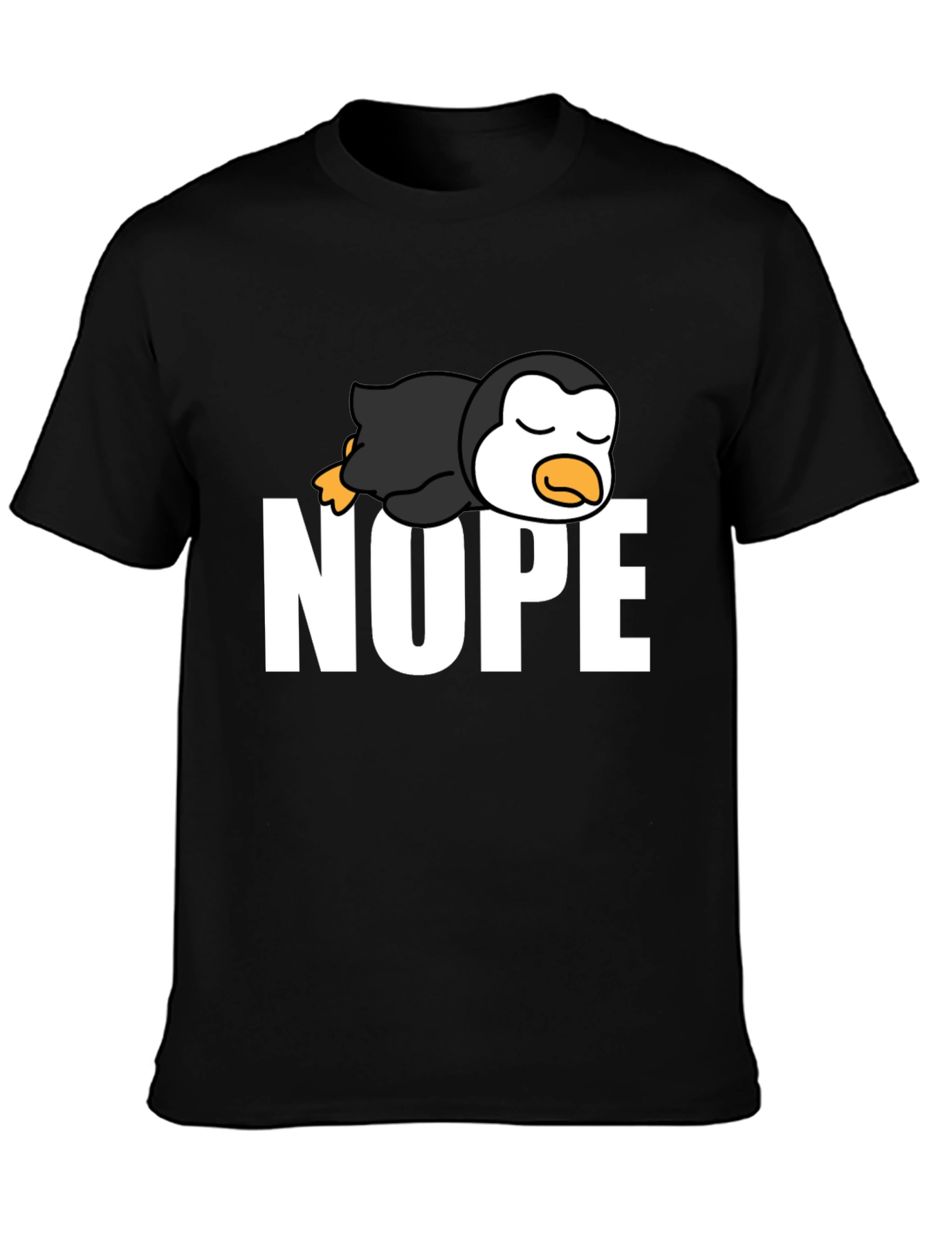 Nope Lazy Penguin Black T-Shirt