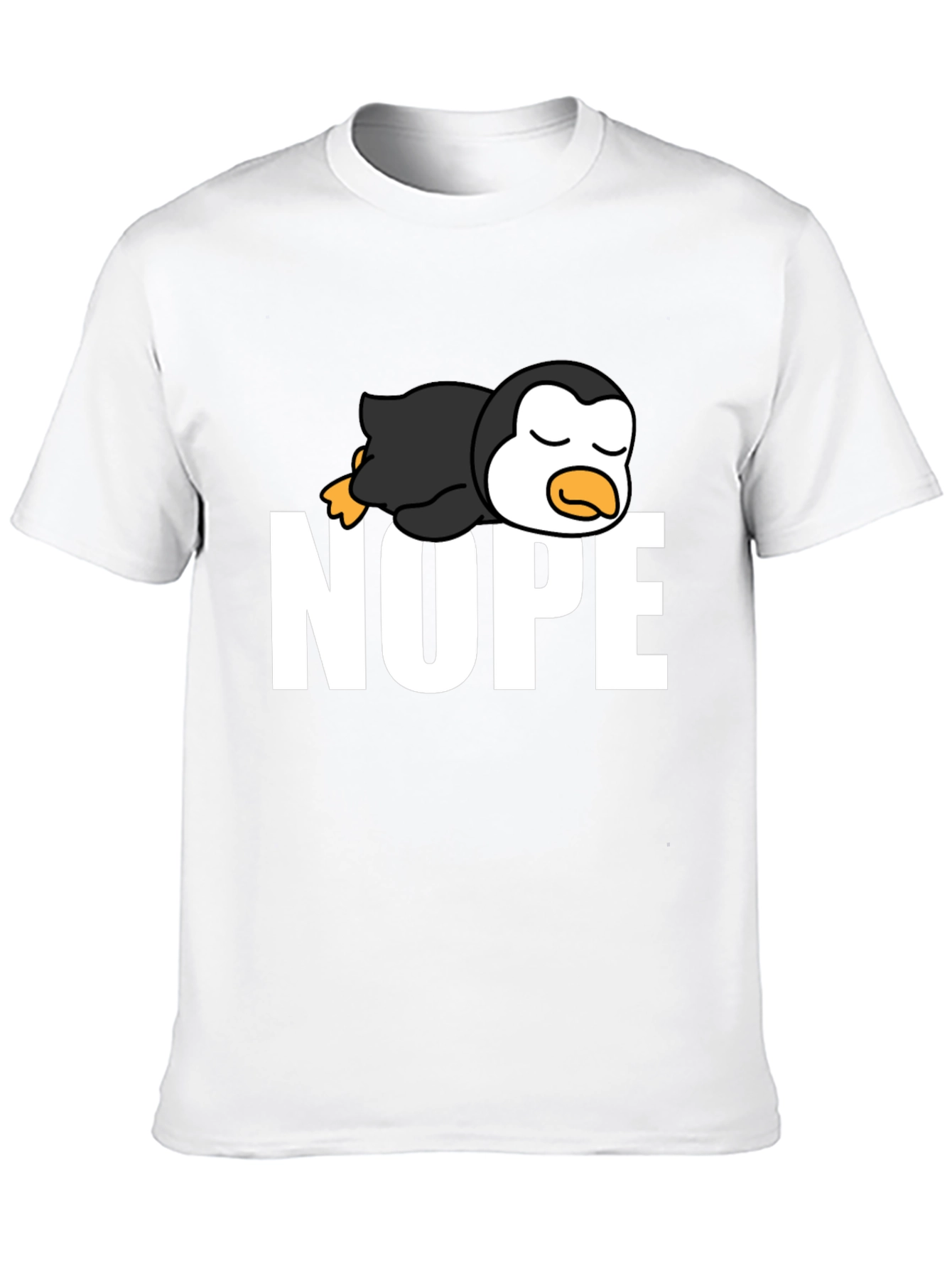 Nope Lazy Penguin Black T-Shirt
