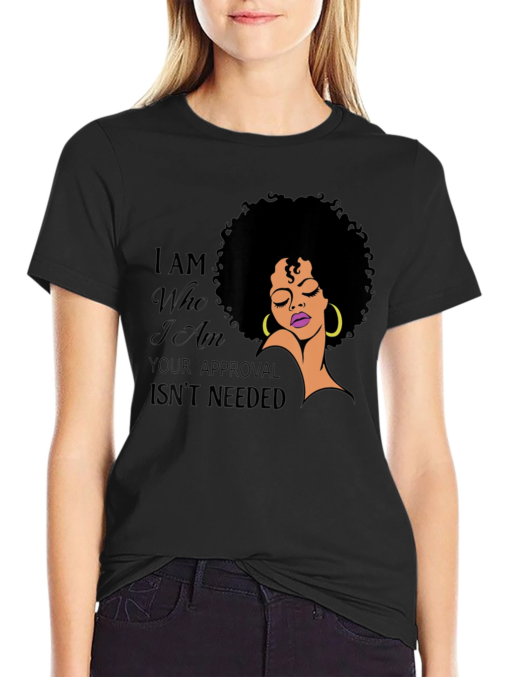 Empowered Afro Woman Graphic T-Shirt - Black