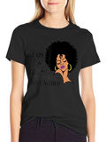 Empowered Afro Woman Graphic T-Shirt - Black