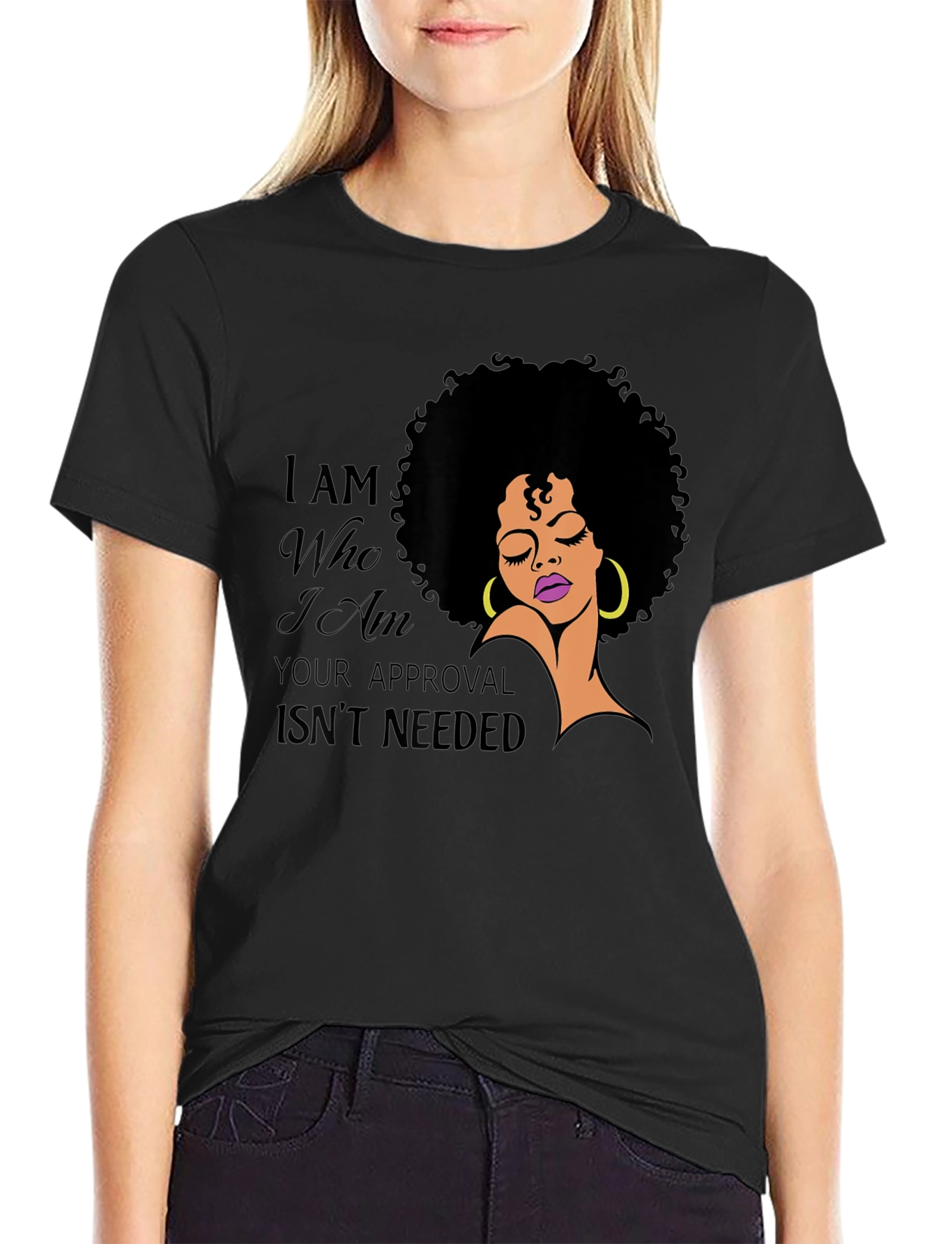 Empowered Afro Woman Graphic T-Shirt - Black