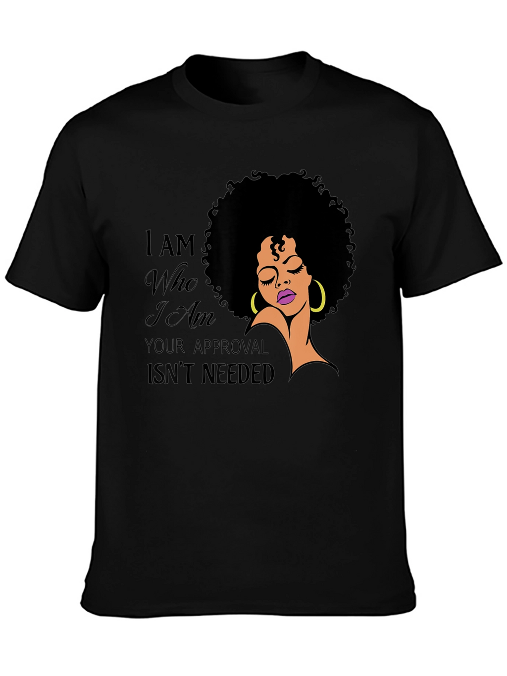 Empowered Afro Woman Graphic T-Shirt - Black
