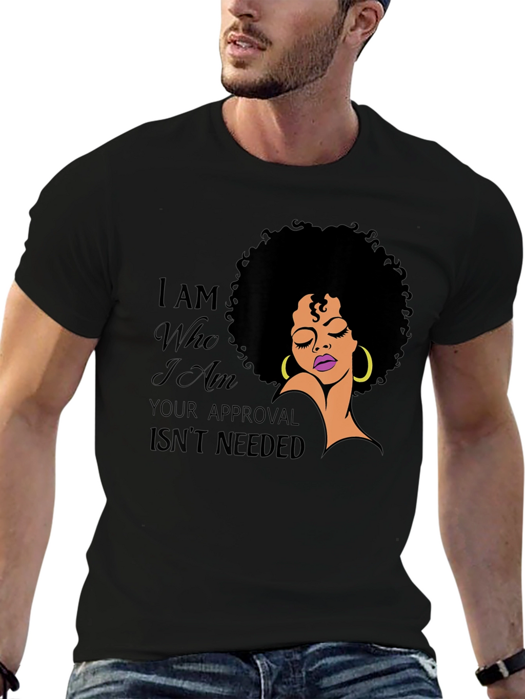 Empowered Afro Woman Graphic T-Shirt - Black