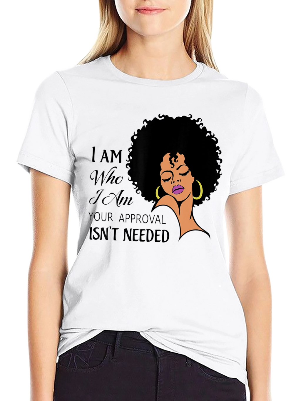 Empowered Afro Woman Graphic T-Shirt - Black