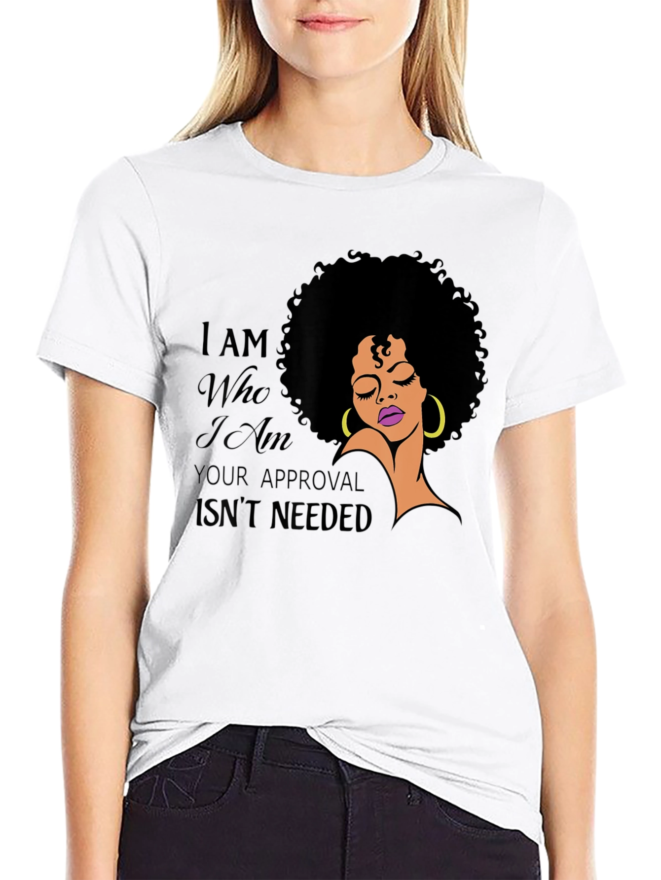Empowered Afro Woman Graphic T-Shirt - Black