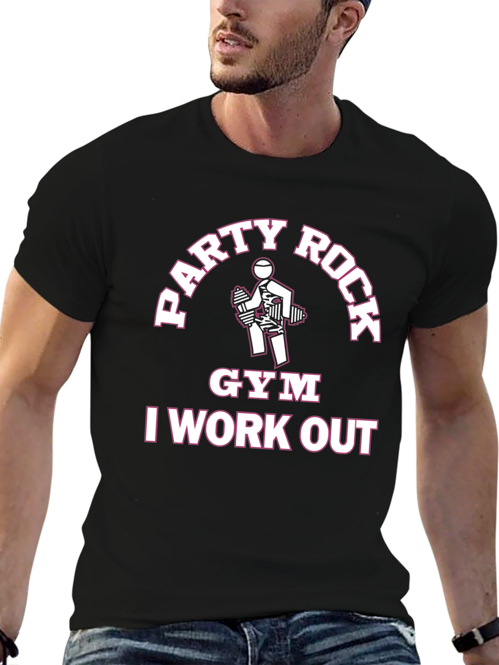 Party Rock Gym I Work Out Black T-Shirt