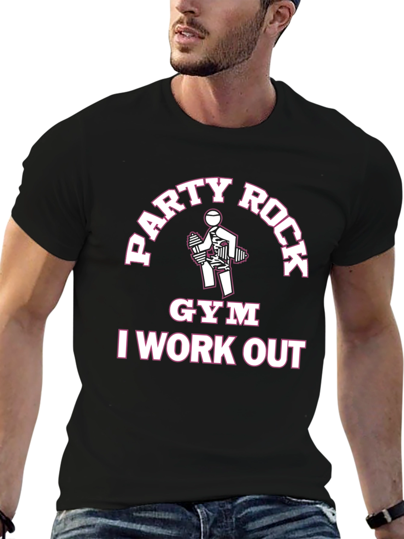 Party Rock Gym I Work Out Black T-Shirt