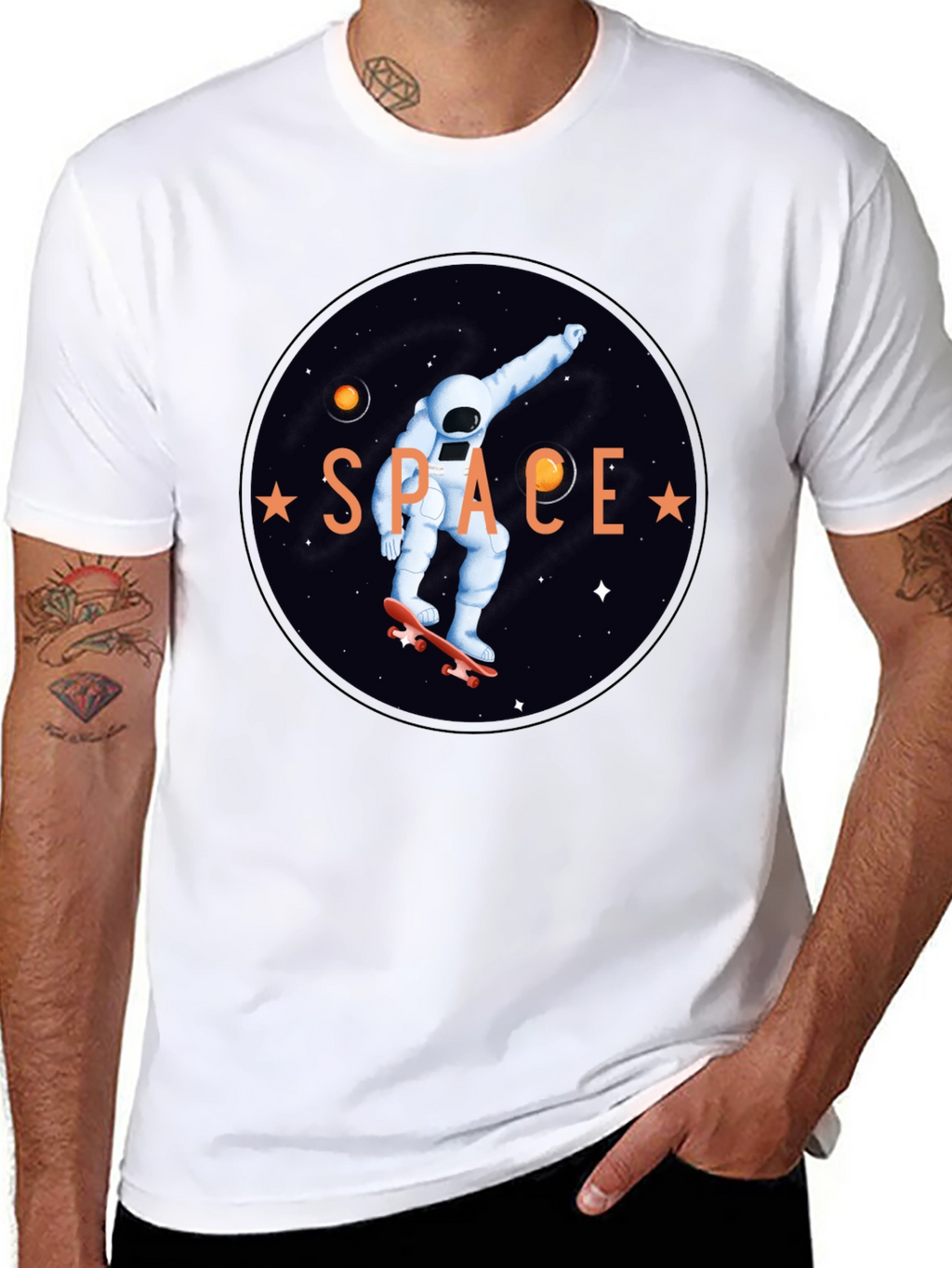 Astronaut Skateboard T-Shirt - Space Graphic Tee