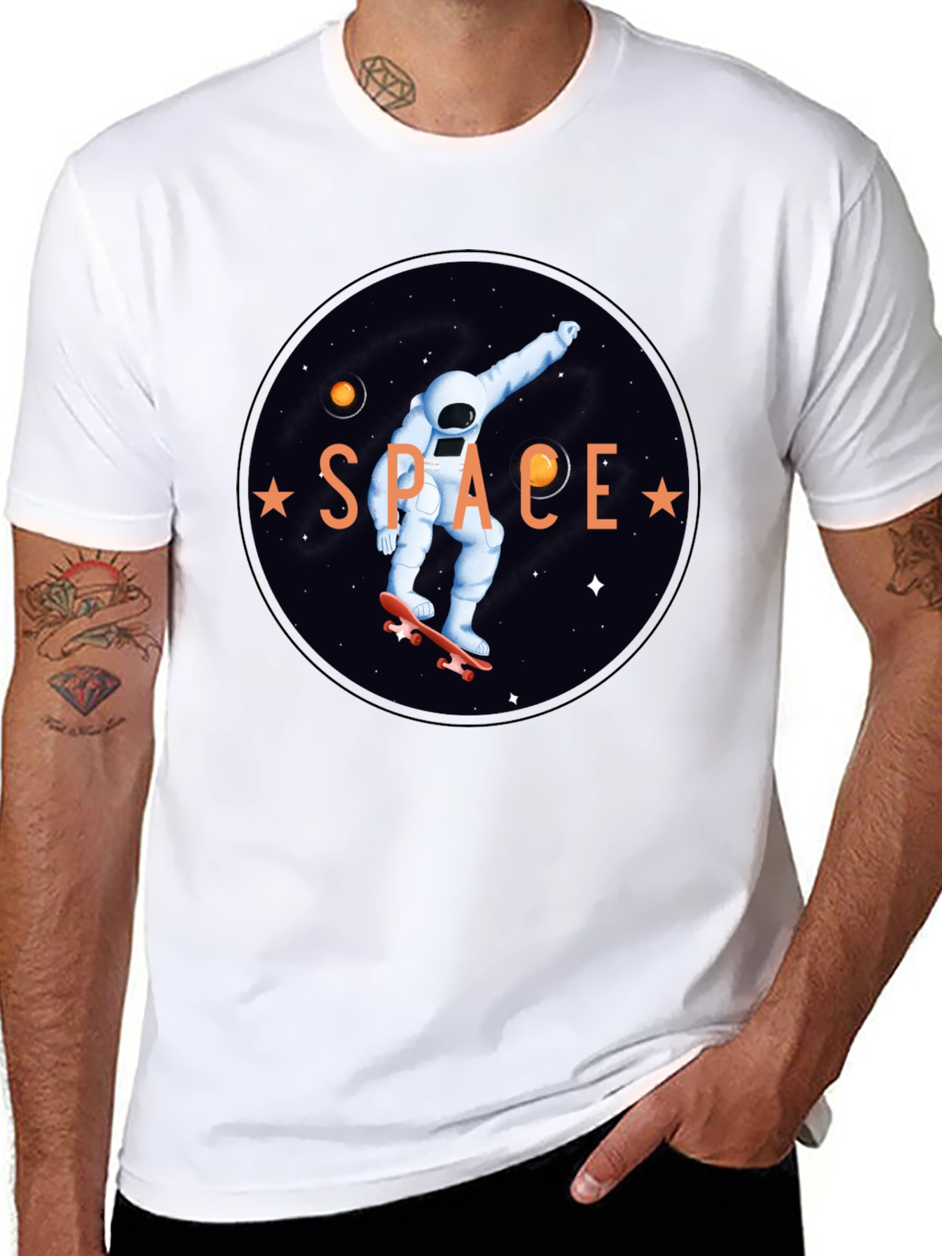 Astronaut Skateboard T-Shirt - Space Graphic Tee
