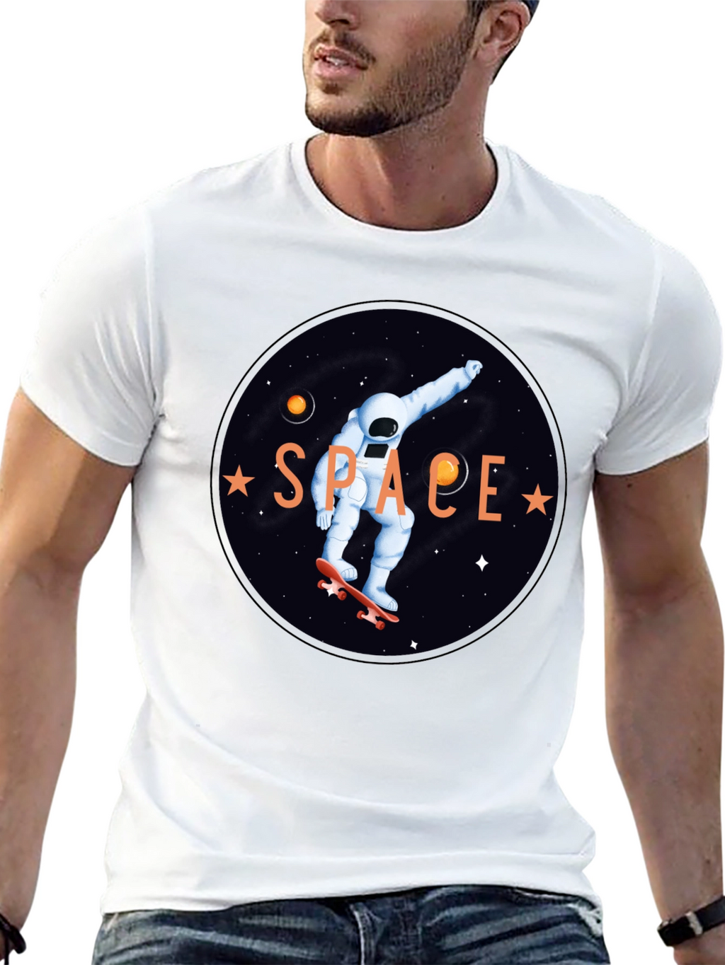 Astronaut Skateboard T-Shirt - Space Graphic Tee
