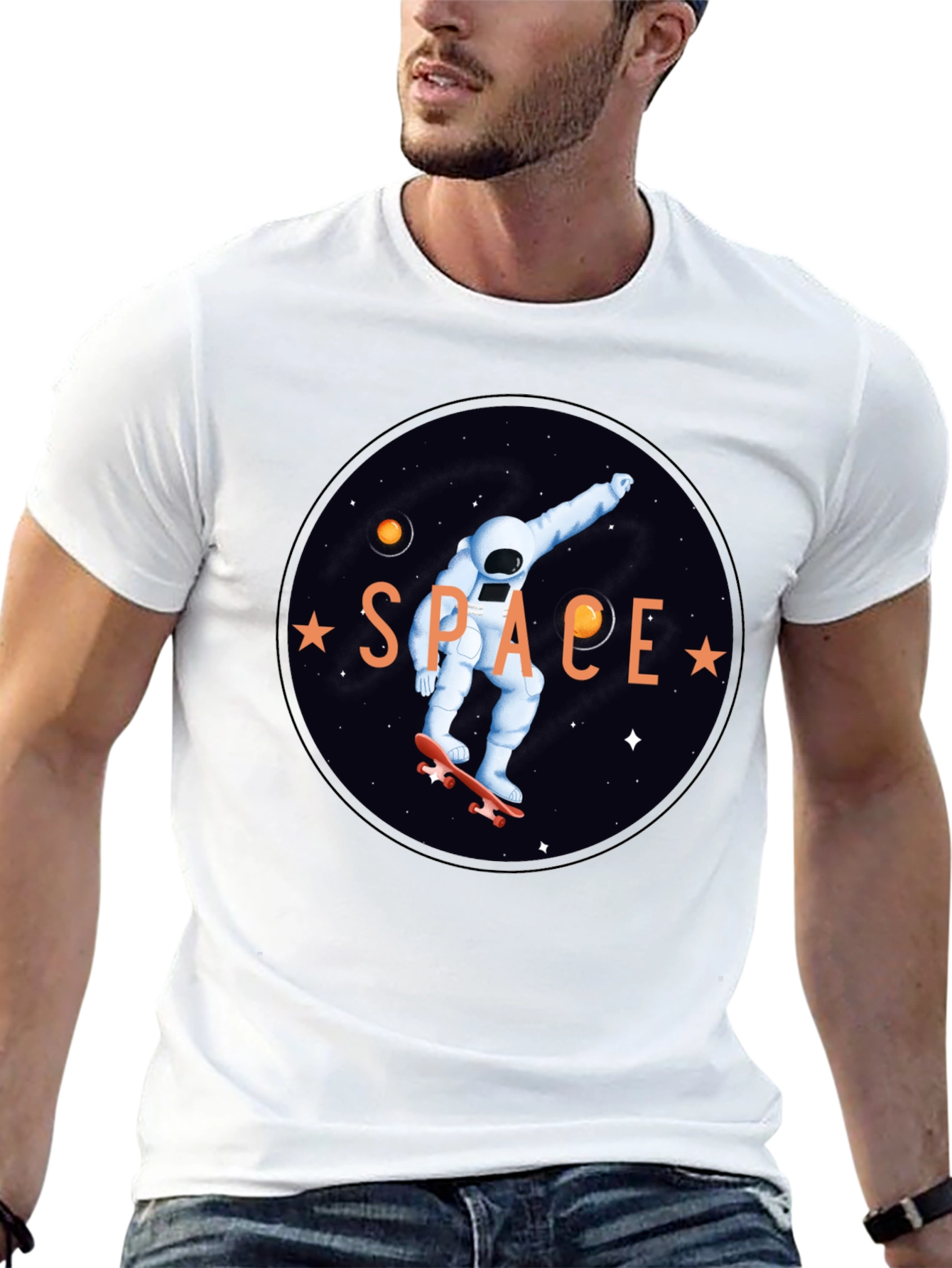 Astronaut Skateboard T-Shirt - Space Graphic Tee