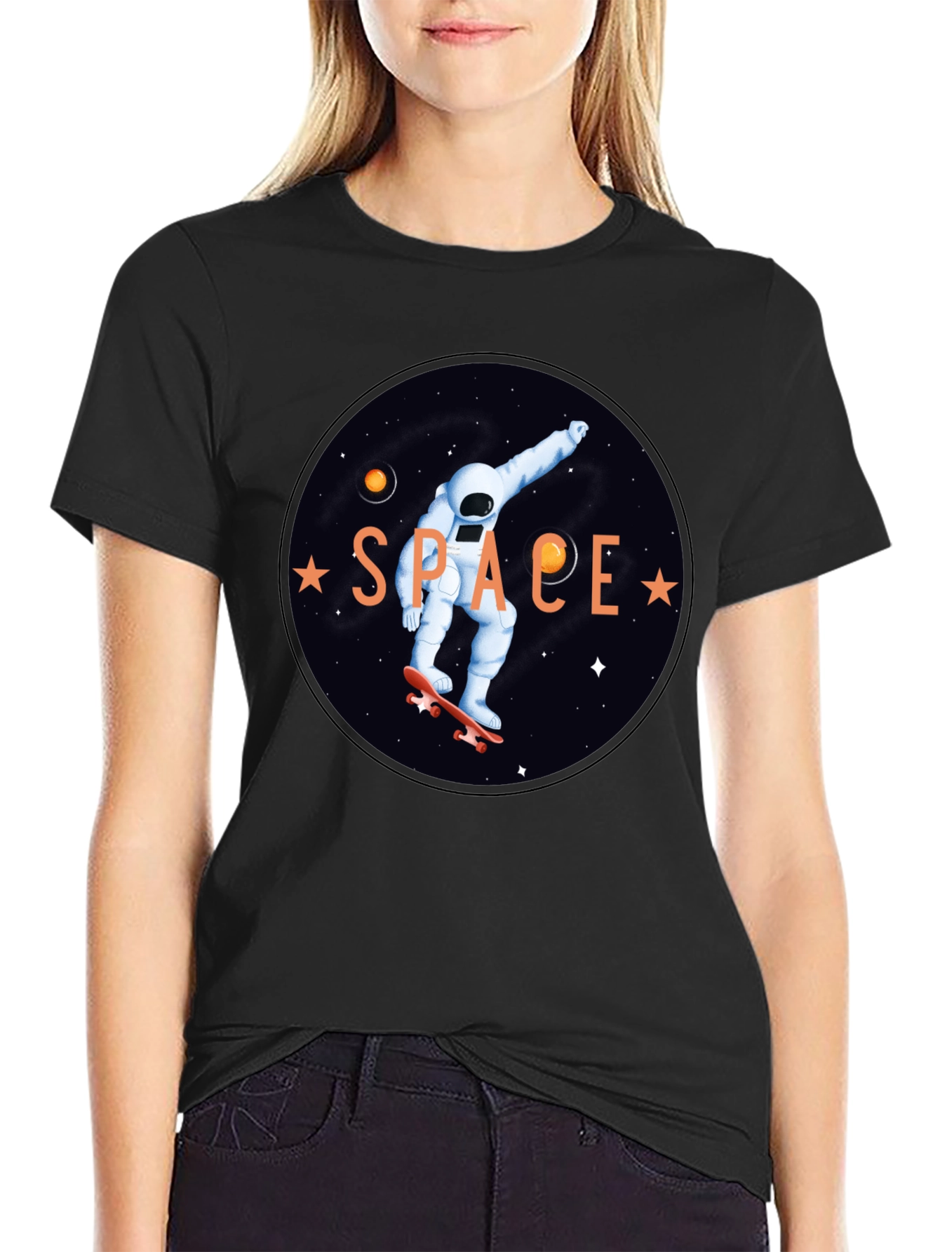 Astronaut Skateboard T-Shirt - Space Graphic Tee