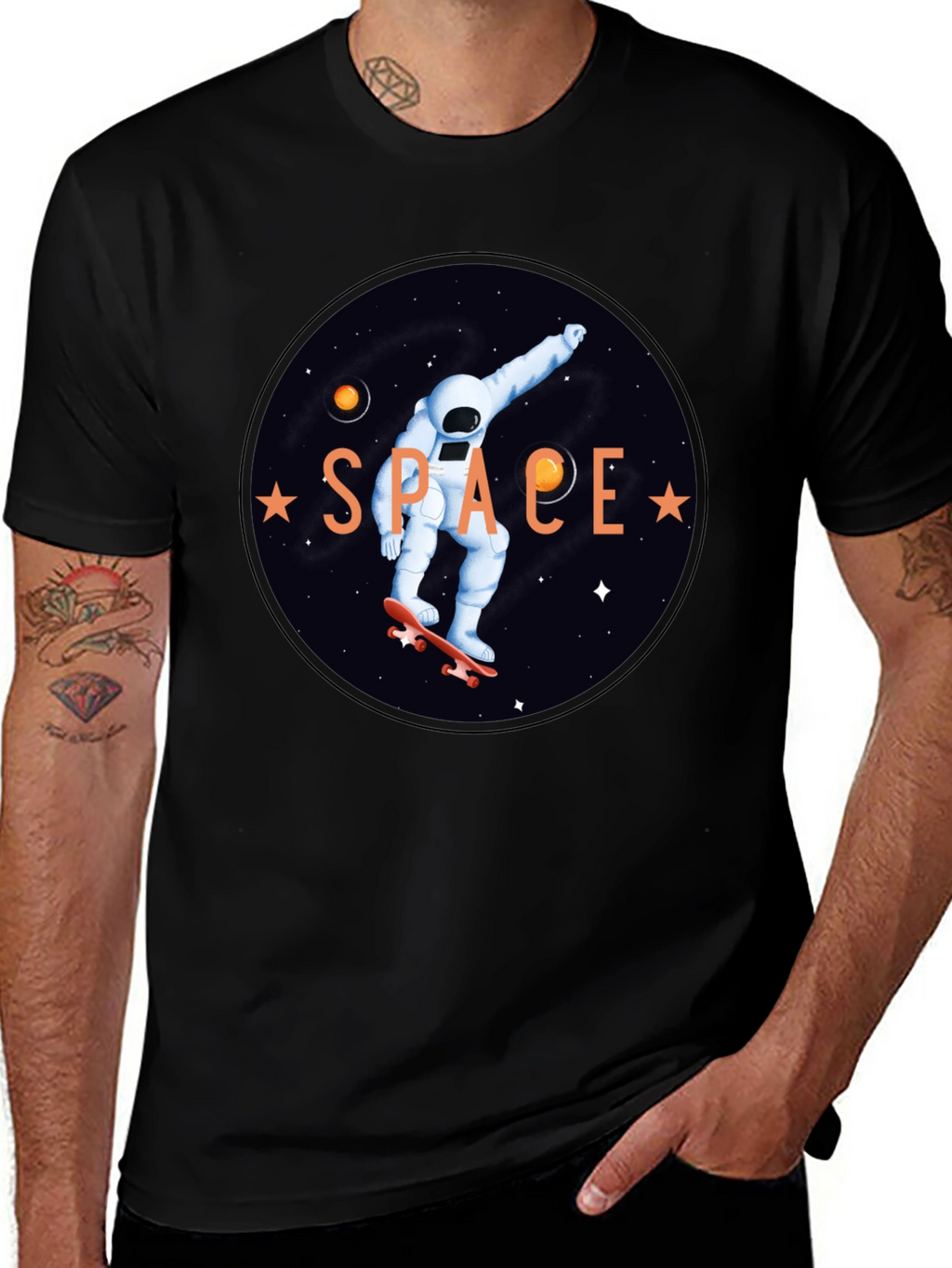 Astronaut Skateboard T-Shirt - Space Graphic Tee