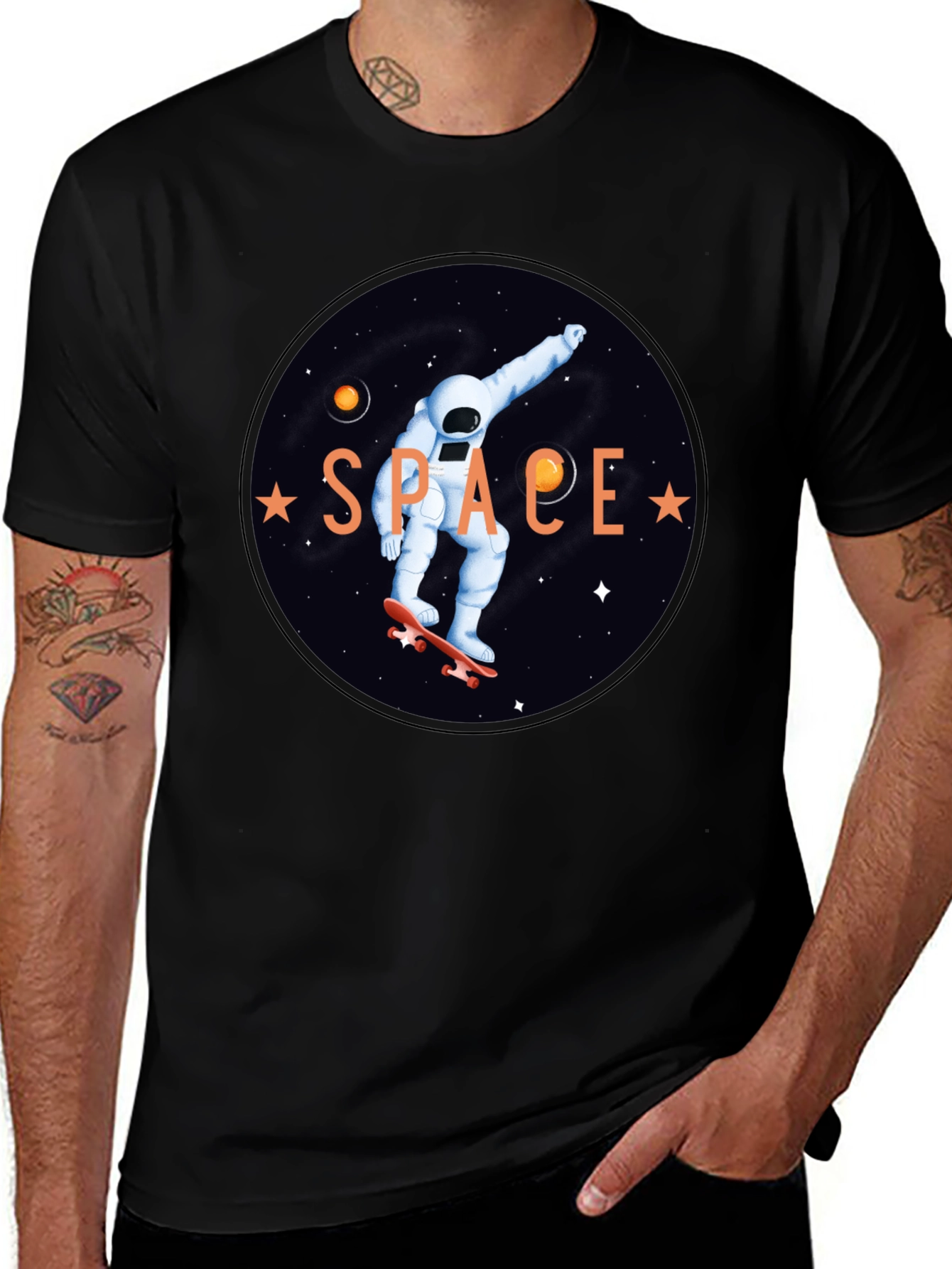 Astronaut Skateboard T-Shirt - Space Graphic Tee