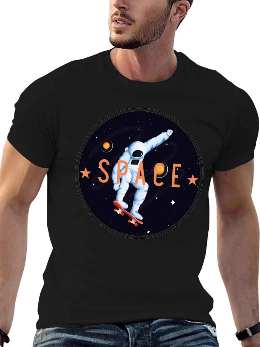 Astronaut Skateboard T-Shirt - Space Graphic Tee