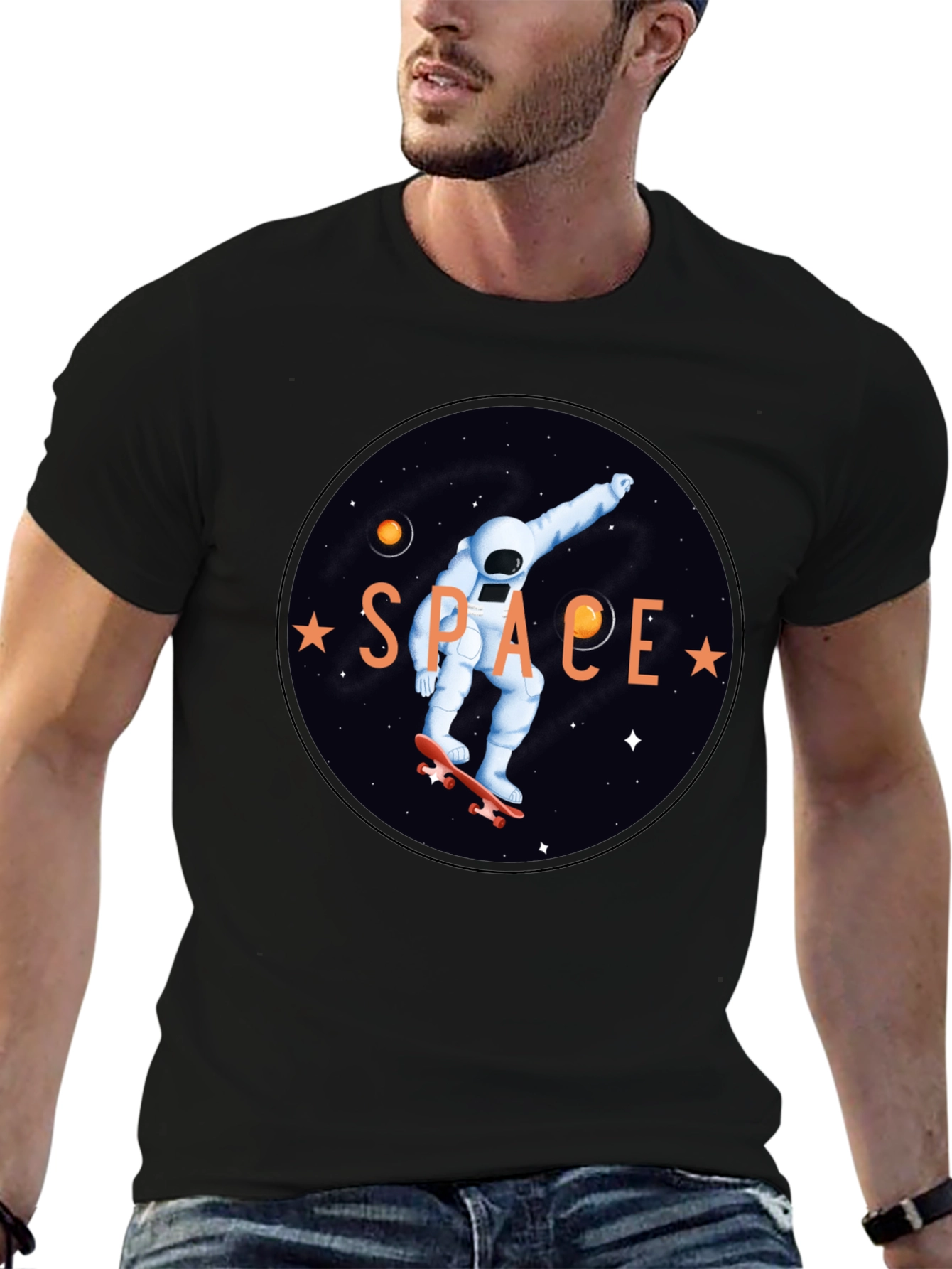 Astronaut Skateboard T-Shirt - Space Graphic Tee