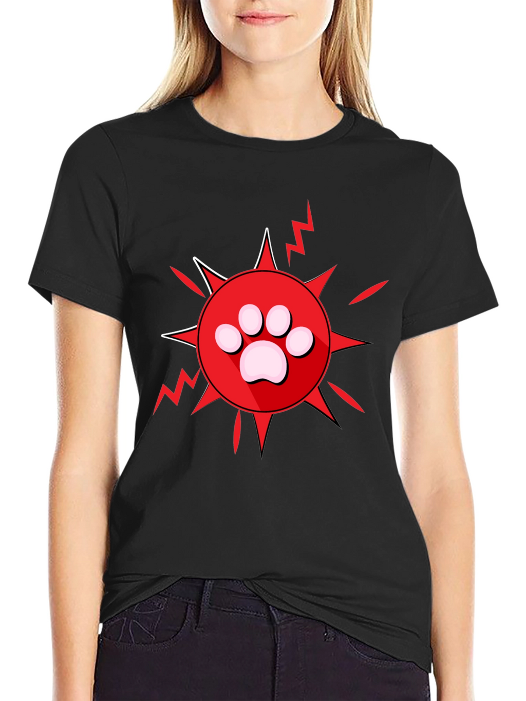 Paw Print Burst Graphic Tee - Black