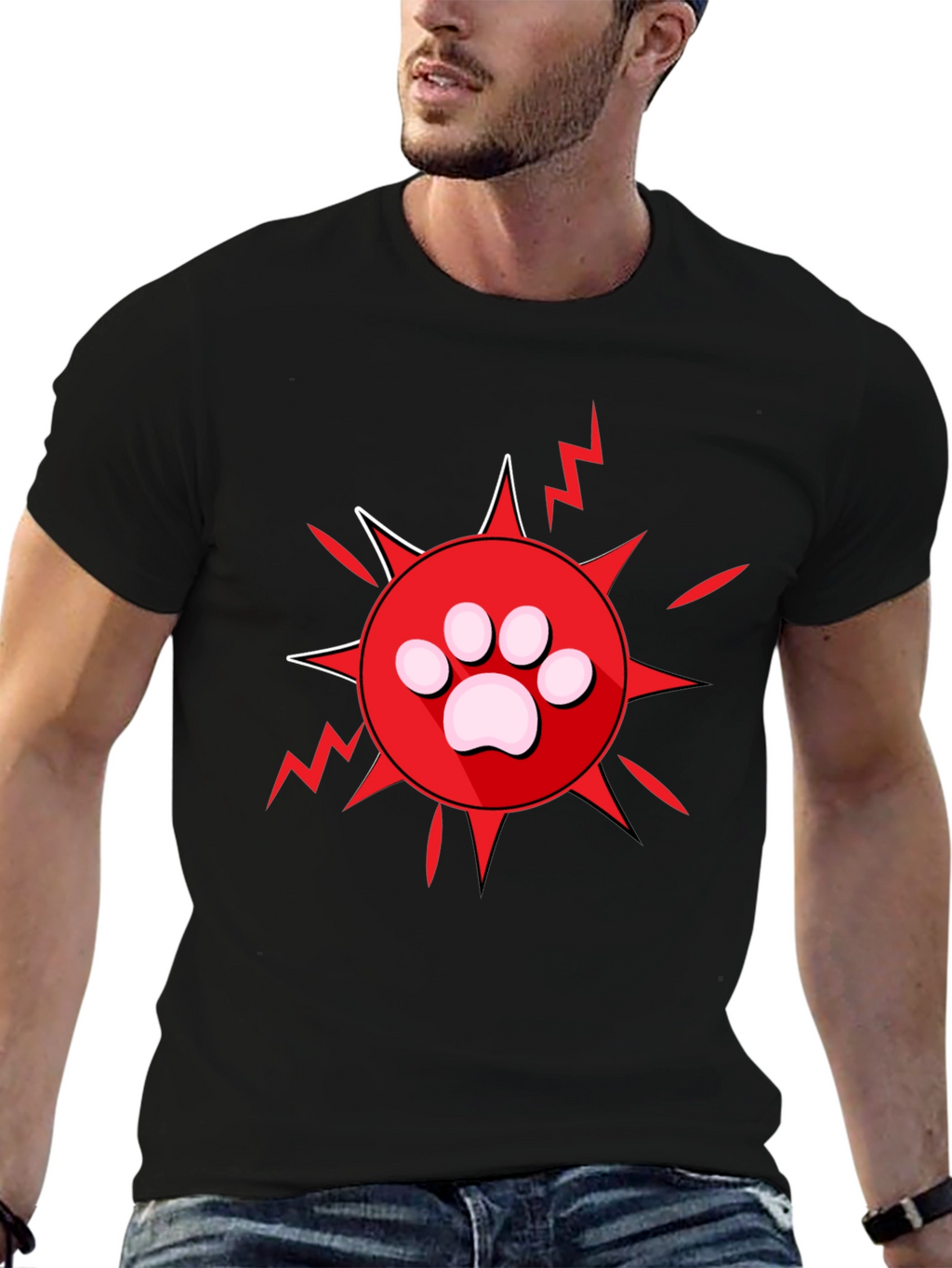 Paw Print Burst Graphic Tee - Black