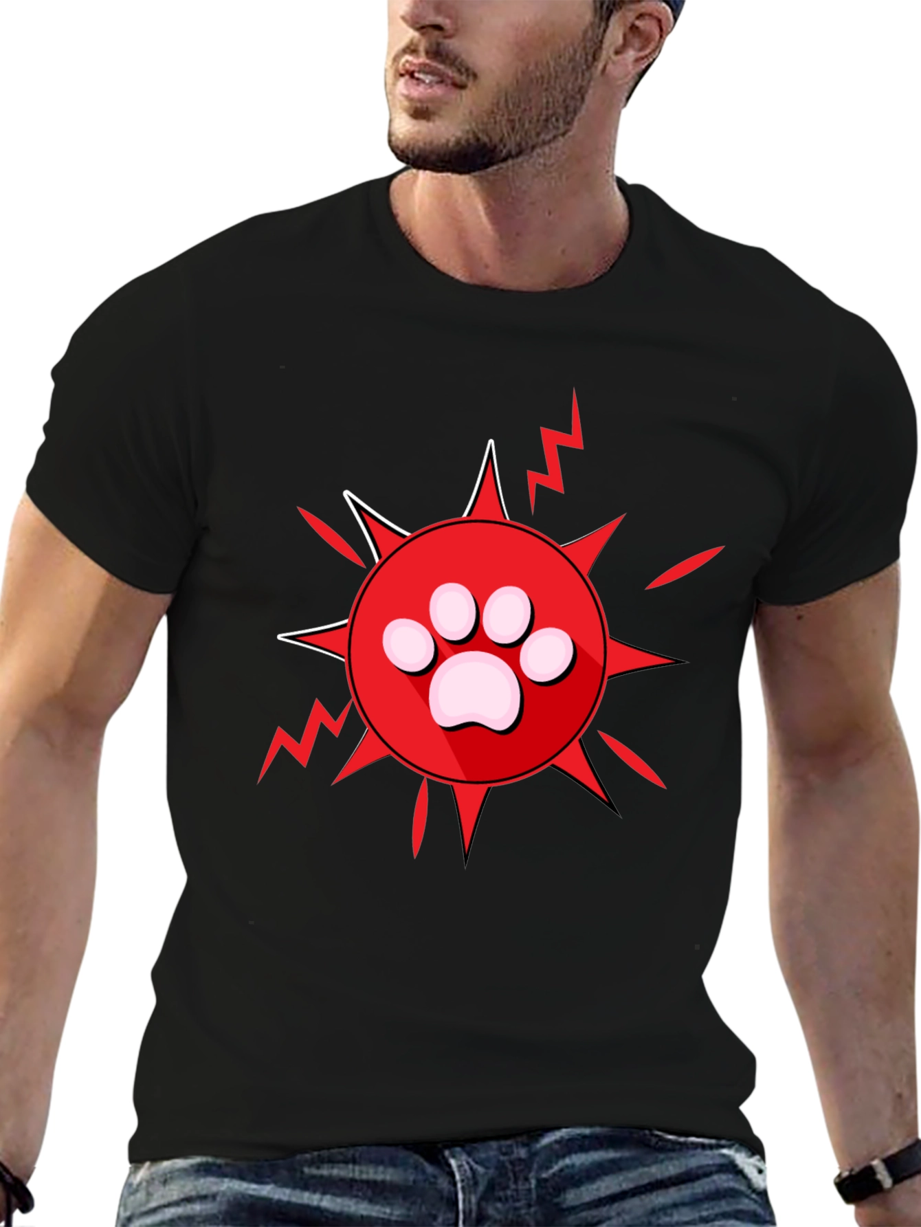 Paw Print Burst Graphic Tee - Black