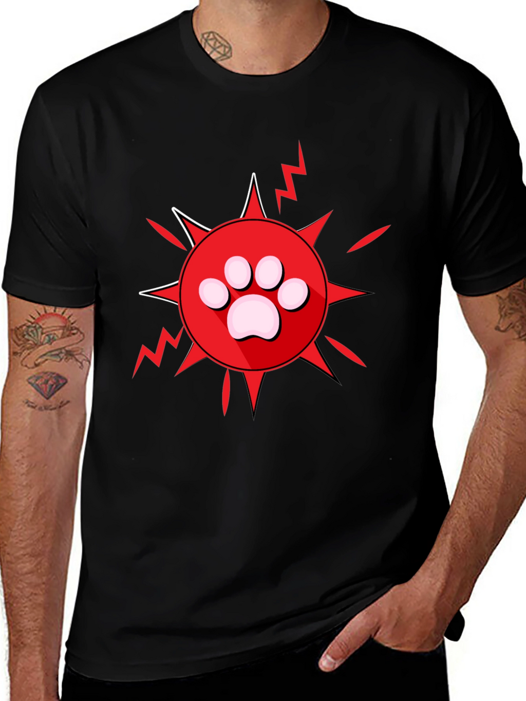 Paw Print Burst Graphic Tee - Black