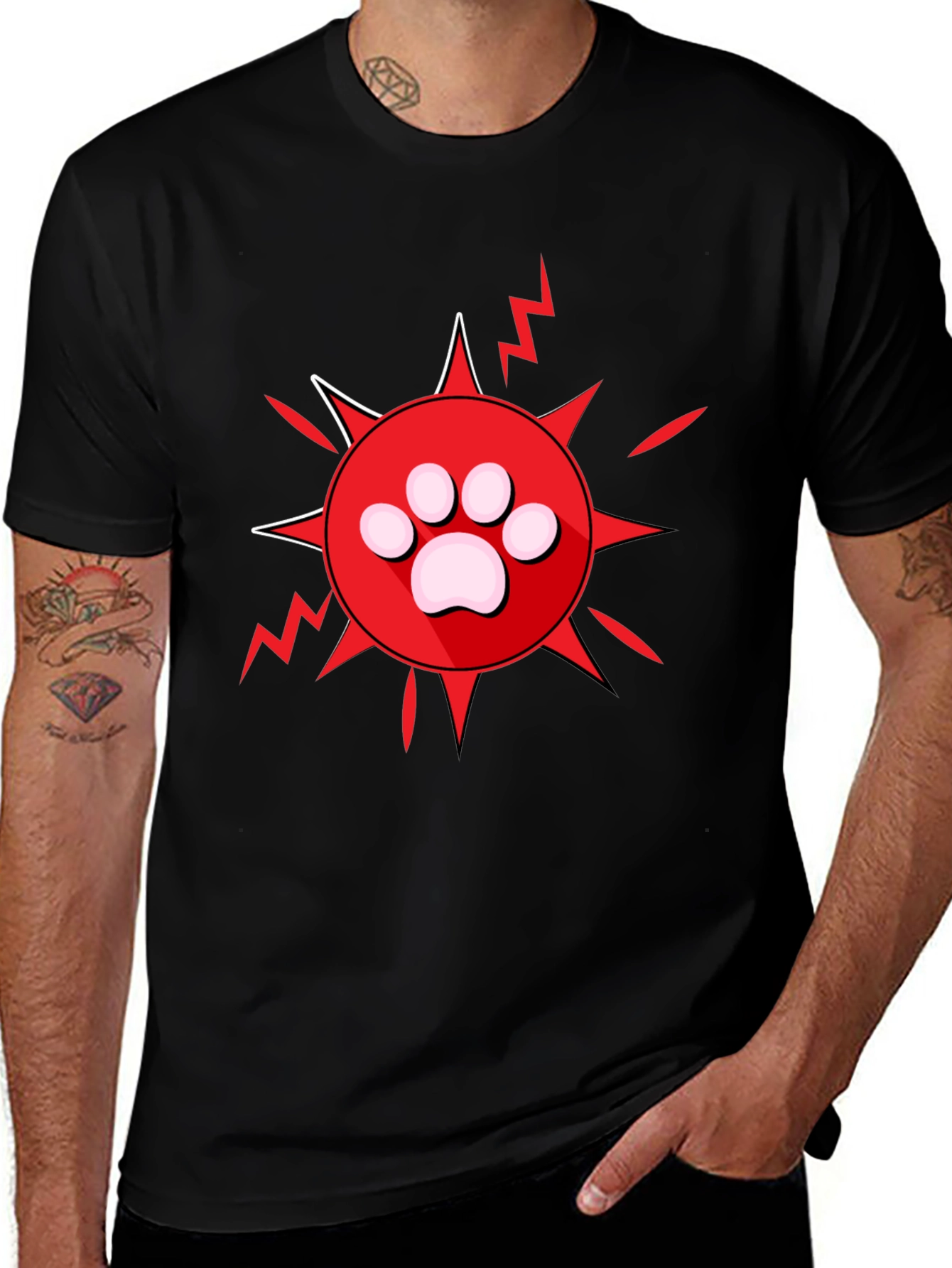 Paw Print Burst Graphic Tee - Black
