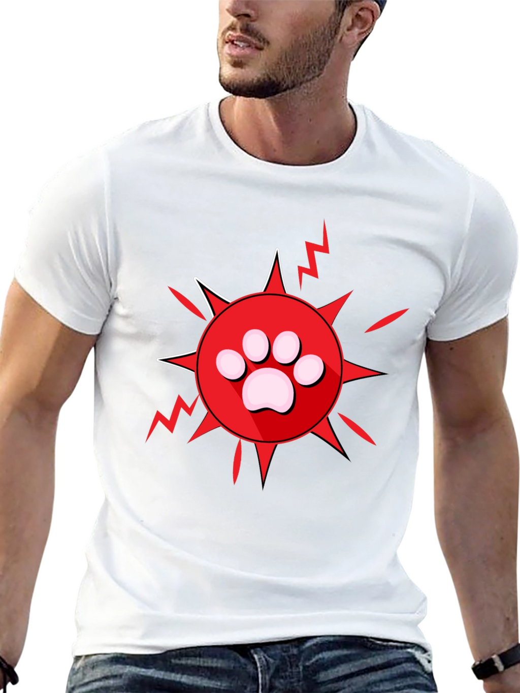 Paw Print Burst Graphic Tee - Black