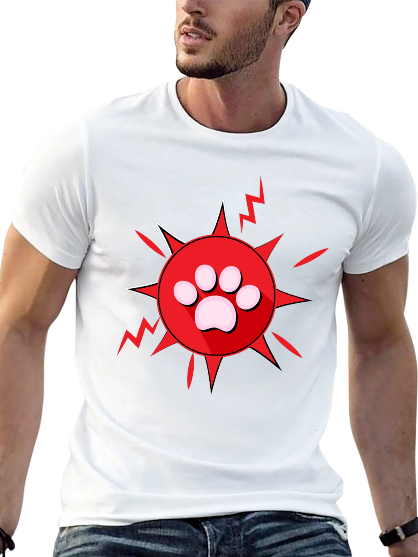 Paw Print Burst Graphic Tee - Black