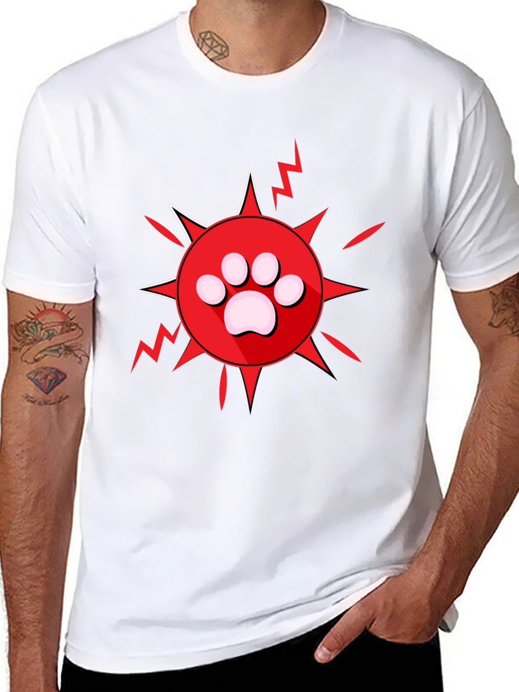 Paw Print Burst Graphic Tee - Black