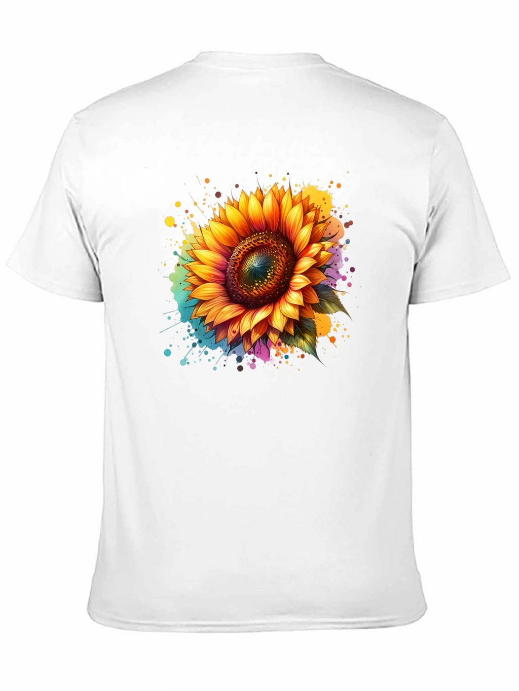 Sunflower Splash Black T-Shirt - Vibrant Floral Design
