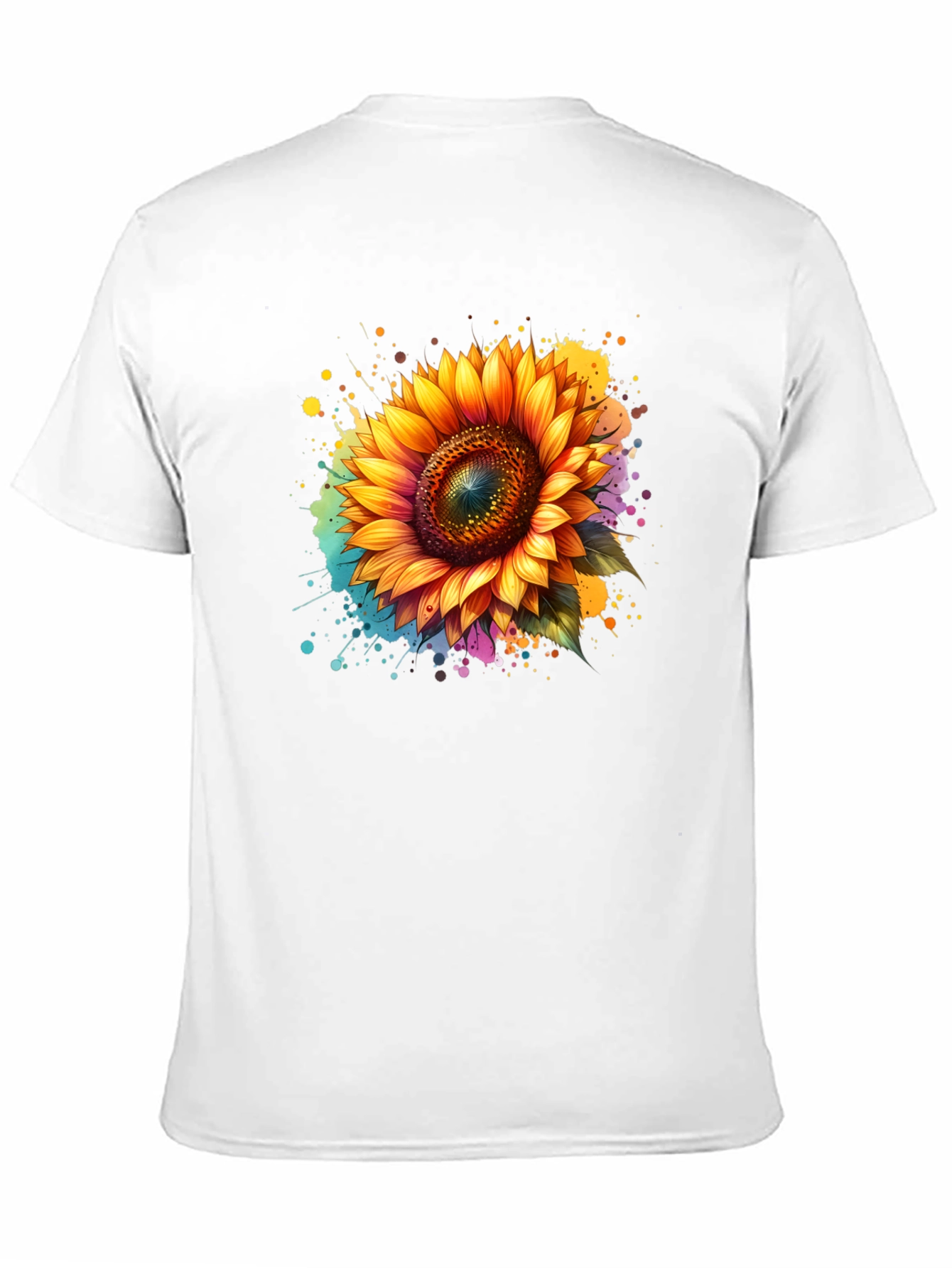 Sunflower Splash Black T-Shirt - Vibrant Floral Design