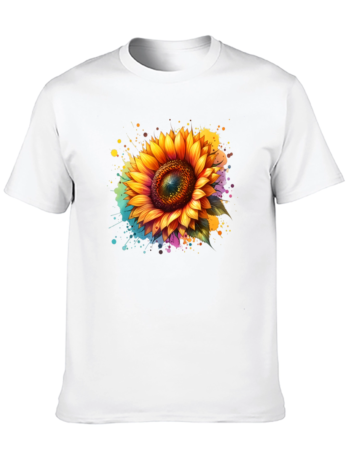 Sunflower Splash Black T-Shirt - Vibrant Floral Design