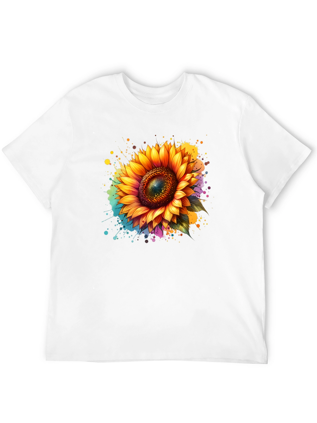 Sunflower Splash Black T-Shirt - Vibrant Floral Design
