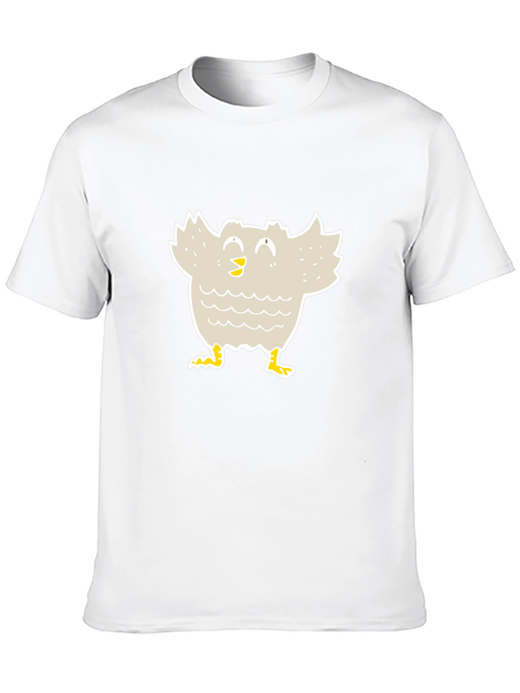 Cartoon Bird Graphic Tee - Black Cotton T-Shirt