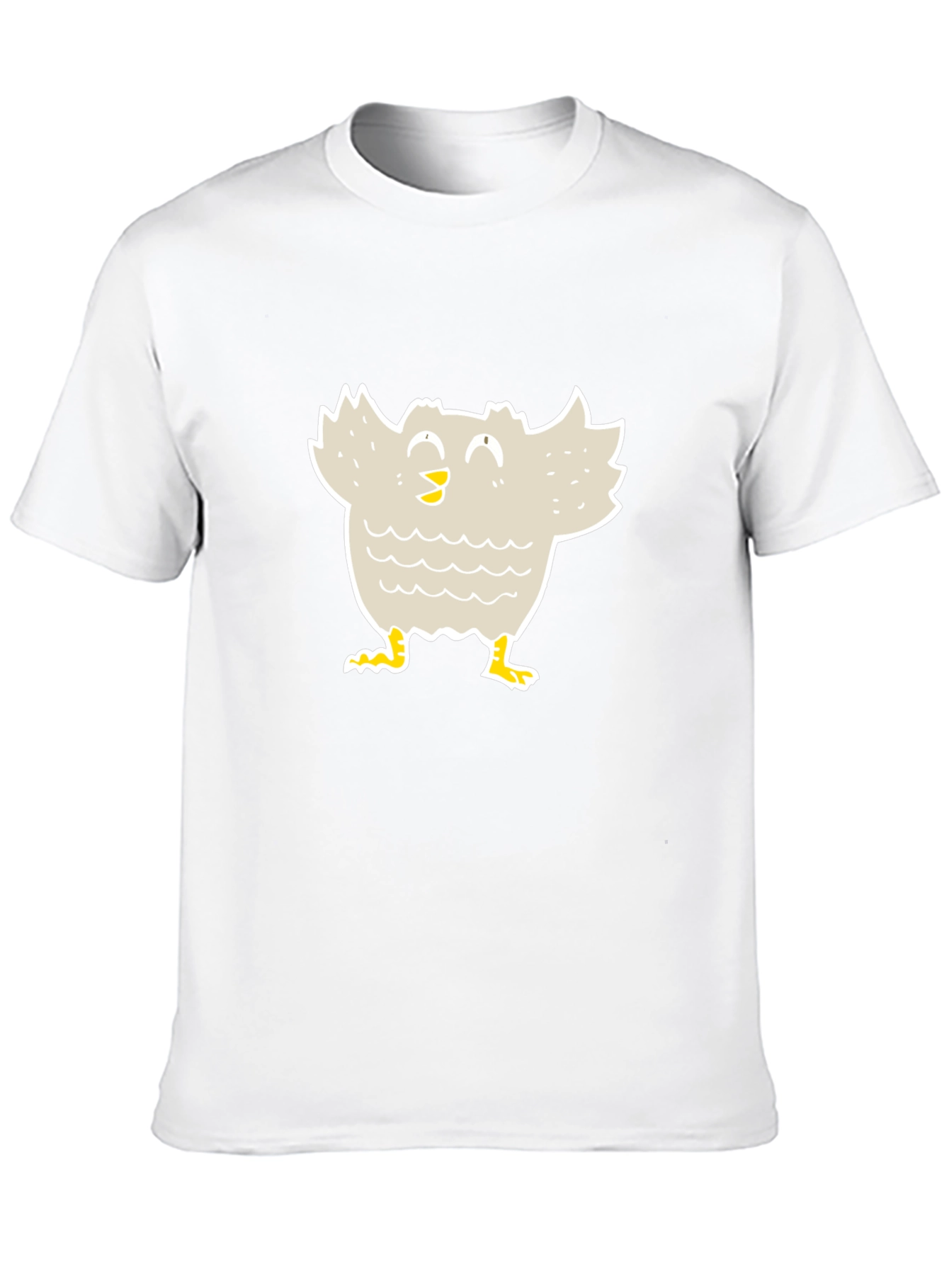 Cartoon Bird Graphic Tee - Black Cotton T-Shirt