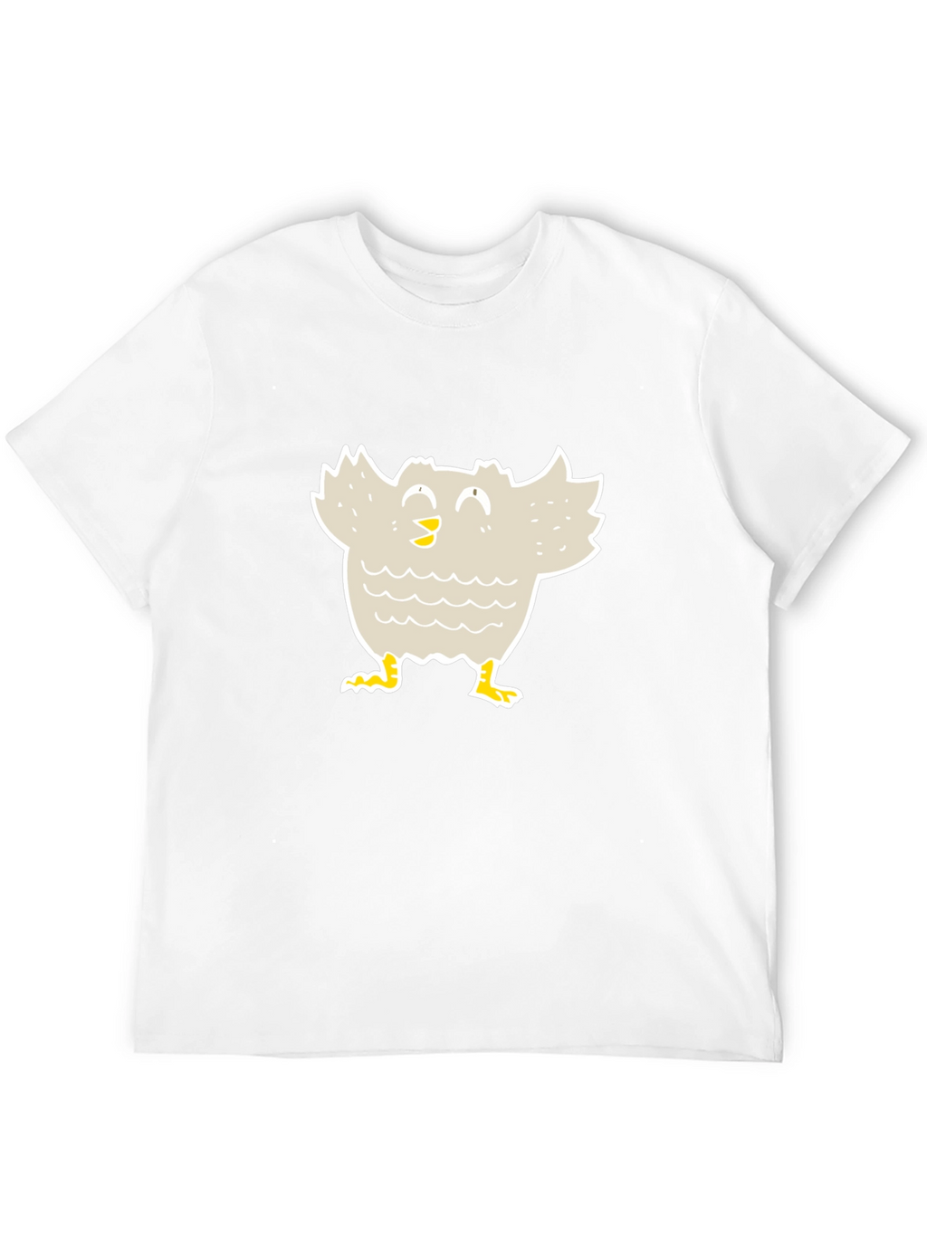 Cartoon Bird Graphic Tee - Black Cotton T-Shirt