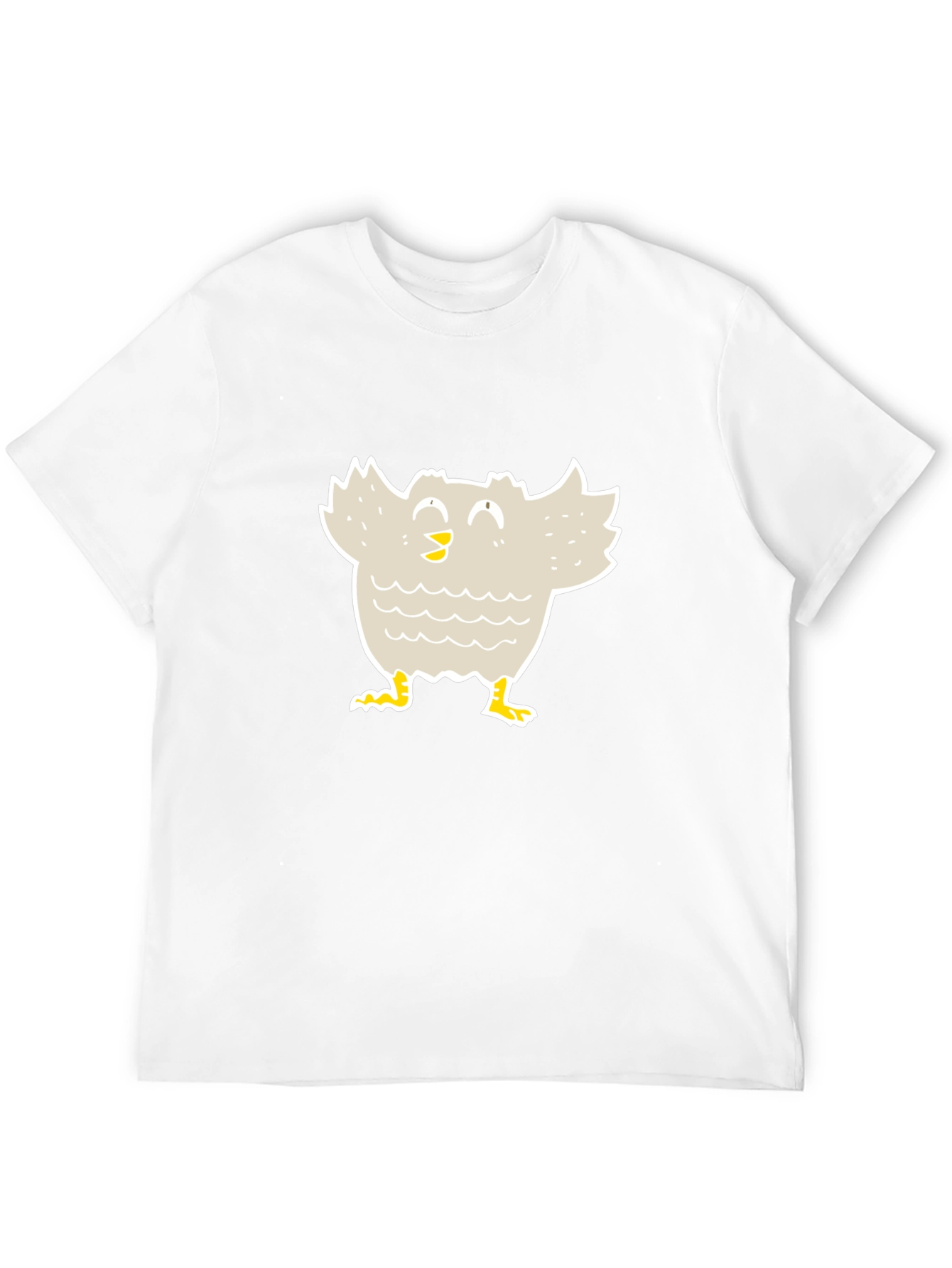 Cartoon Bird Graphic Tee - Black Cotton T-Shirt