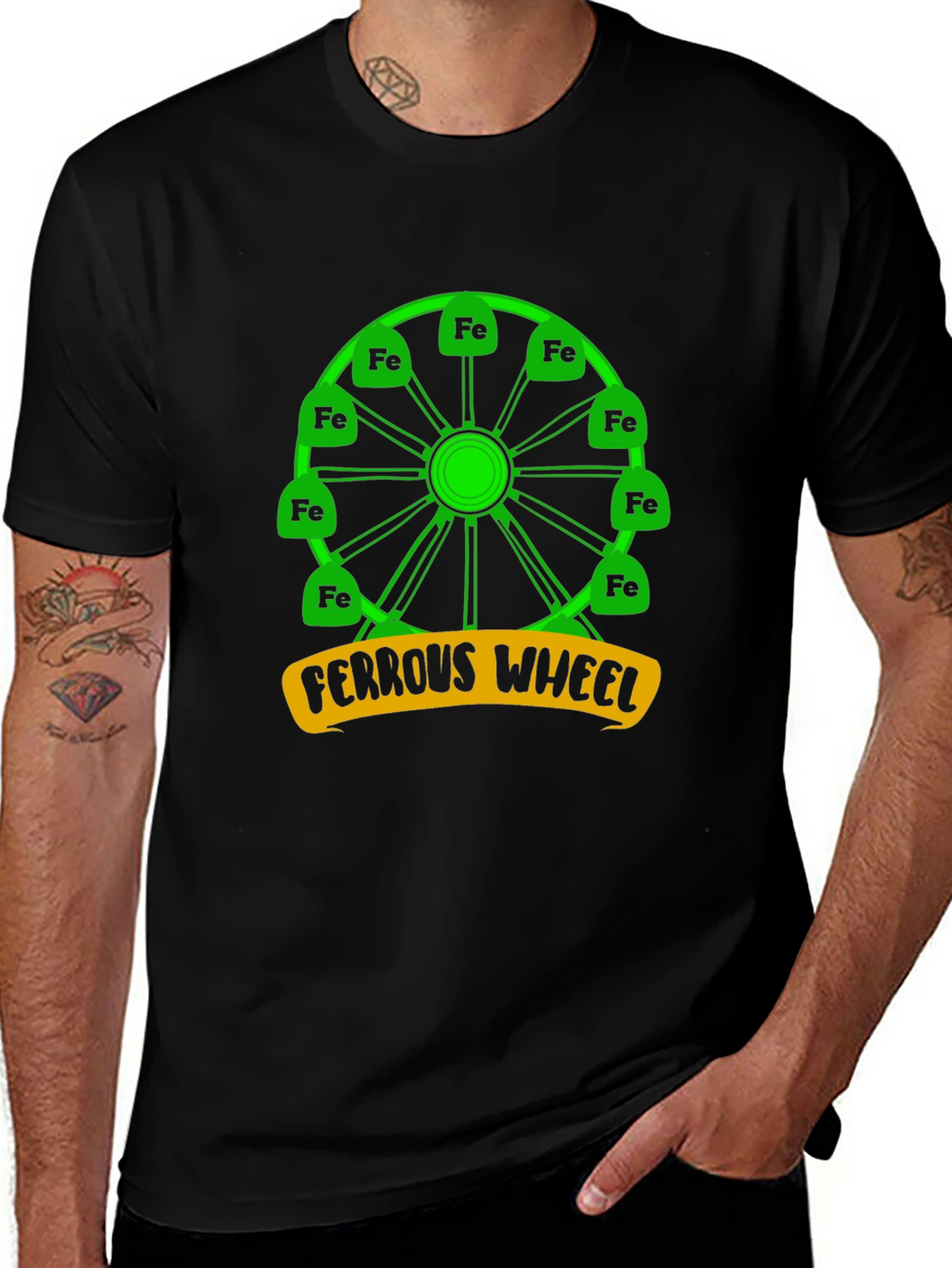 Ferrous Wheel T-Shirt: Iron Chemistry Pun Tee