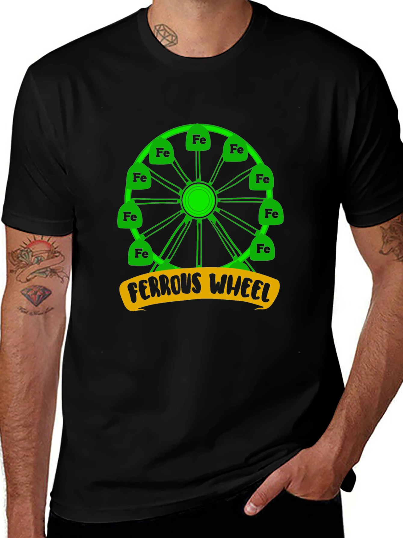 Ferrous Wheel T-Shirt: Iron Chemistry Pun Tee