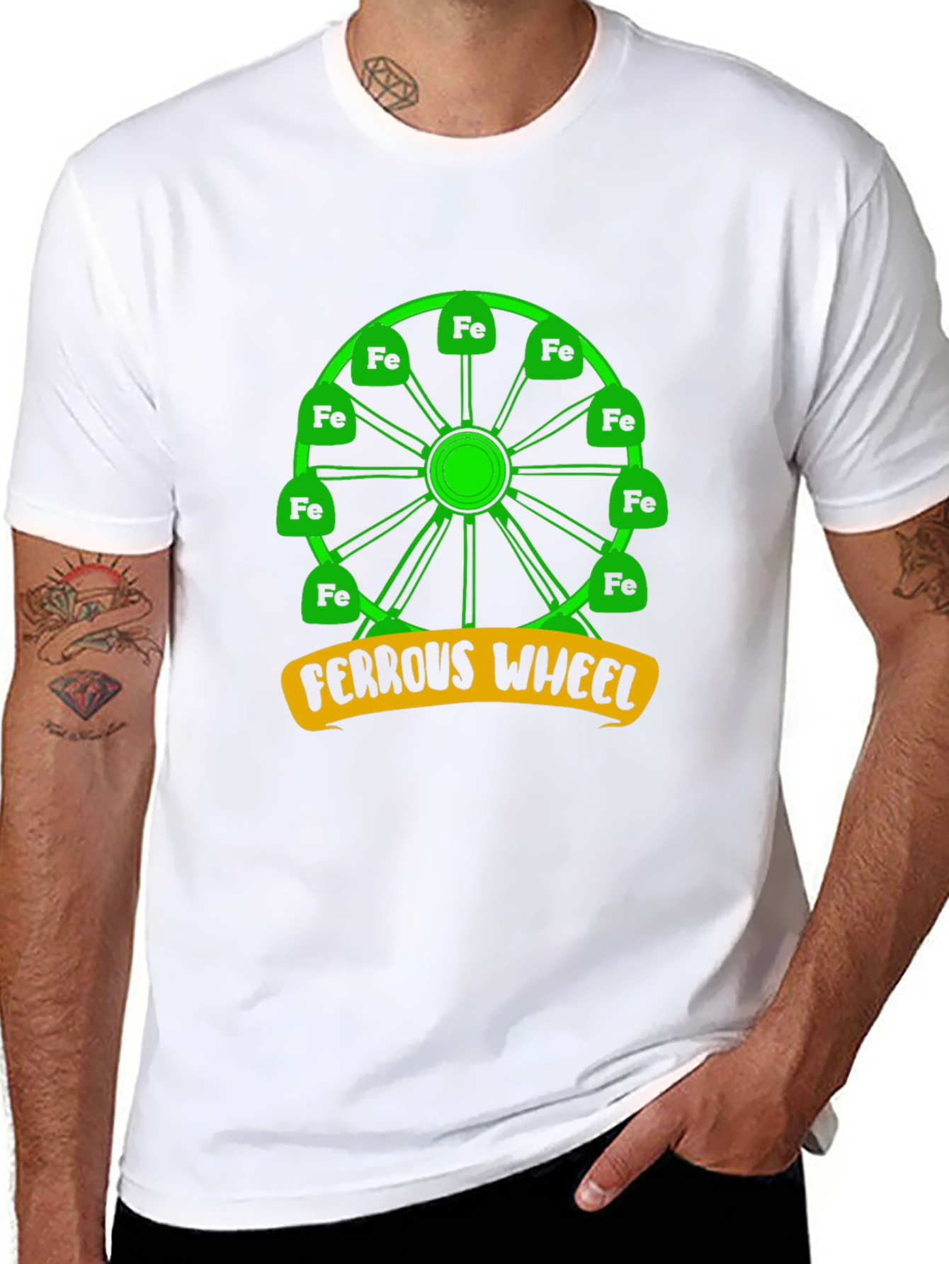 Ferrous Wheel T-Shirt: Iron Chemistry Pun Tee