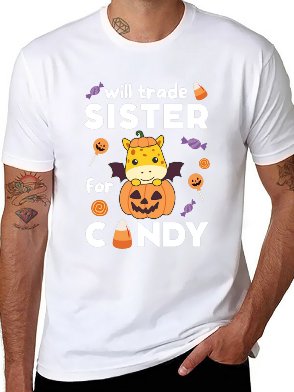 Halloween Sister Trade Candy Giraffe T-Shirt