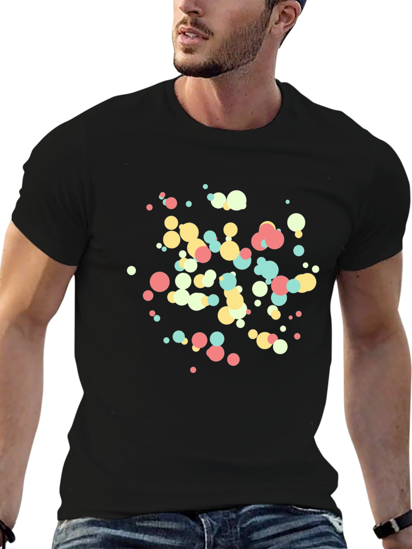 Modern Dots Tee - Black Cotton Blend